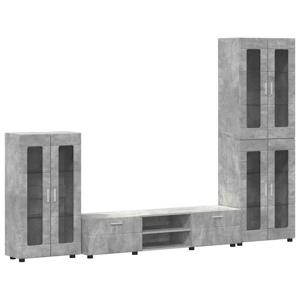 vidaXL Wohnzimmer-Set TV-Schrankset FLORIN 3 stk. Betongrau Holzwerkstoff, (3-St)