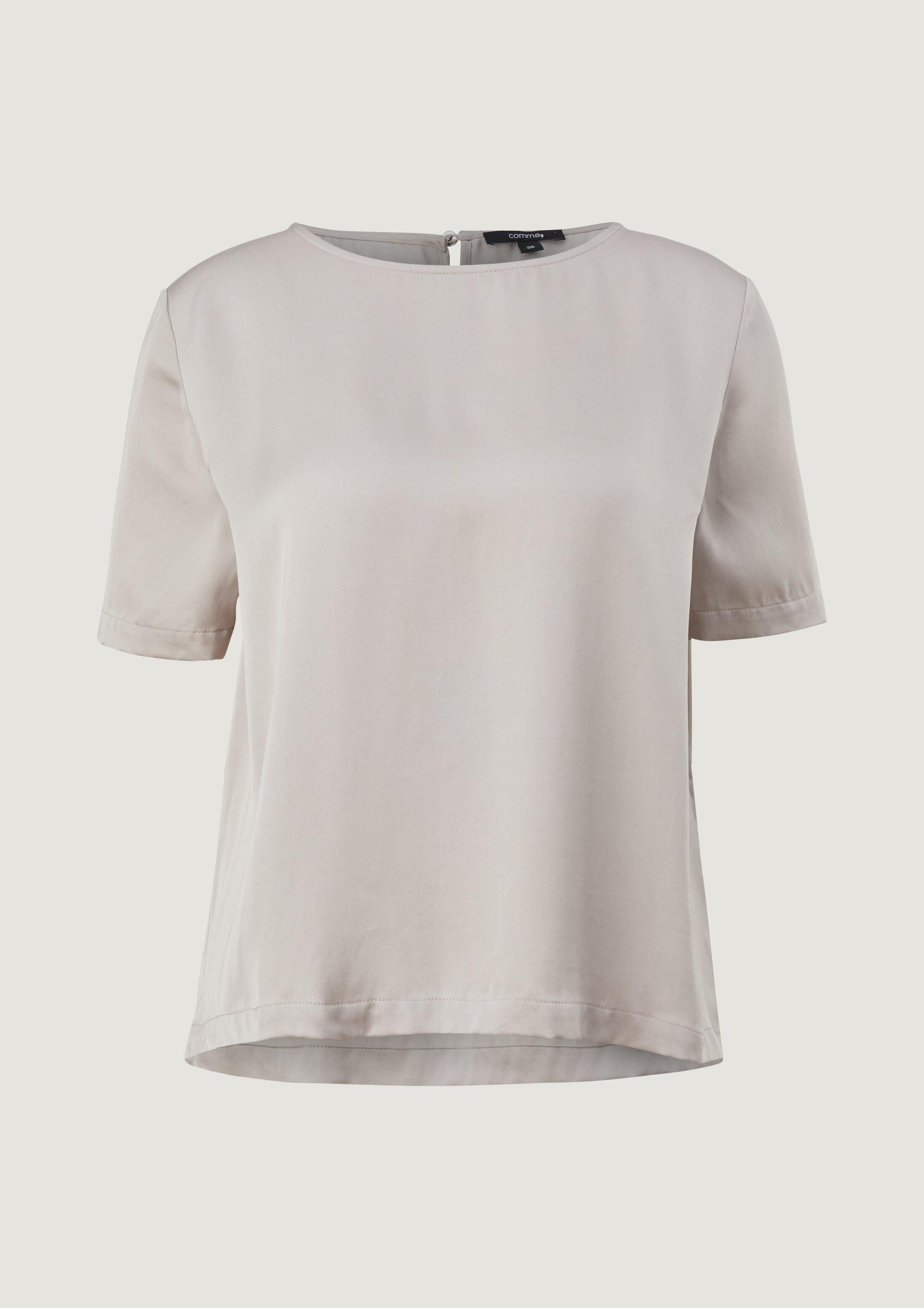 comma Kurzarmbluse Bluse Blusenshirt aus Satin