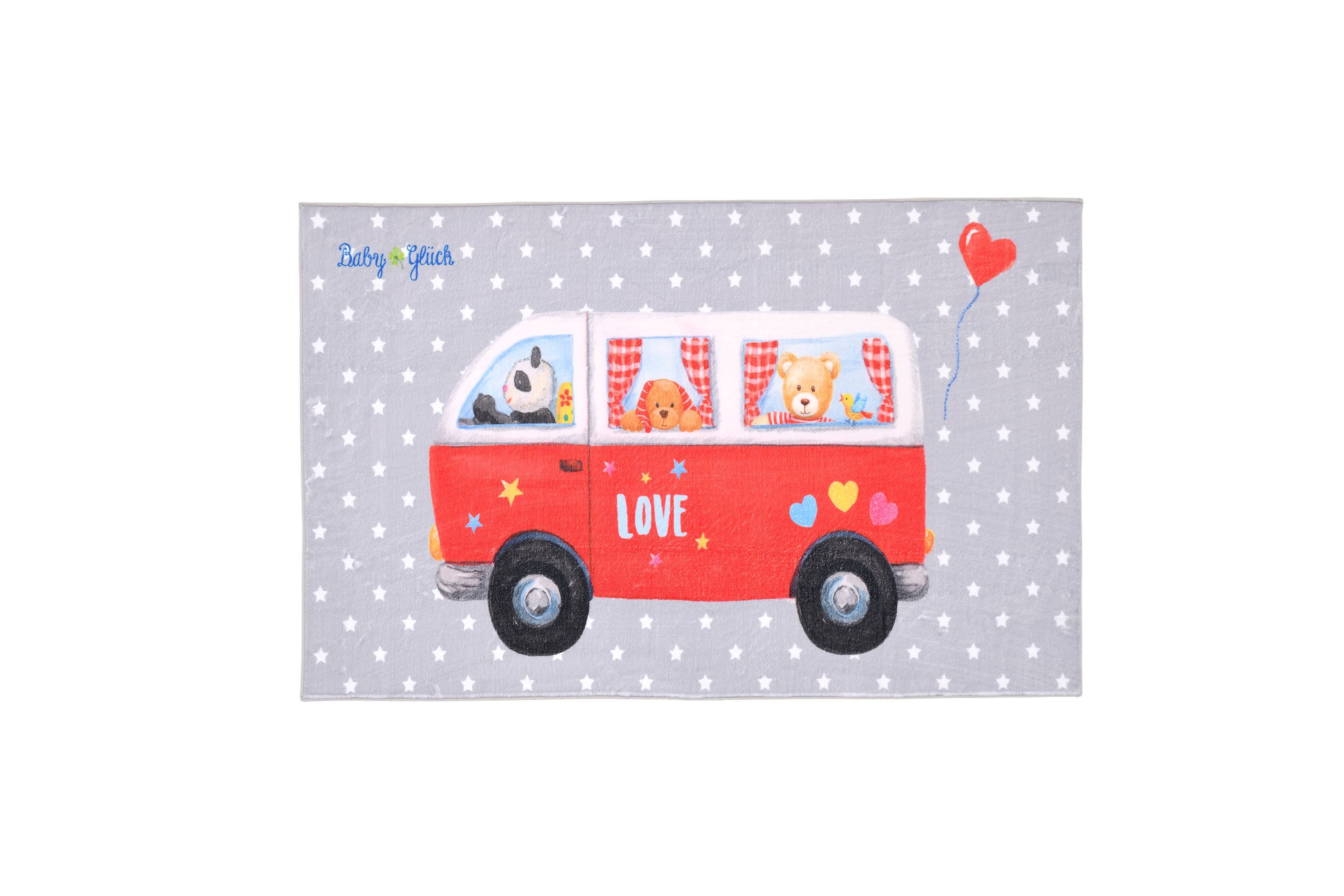Babyglück Kinderteppich Baby Glück Bulli grau