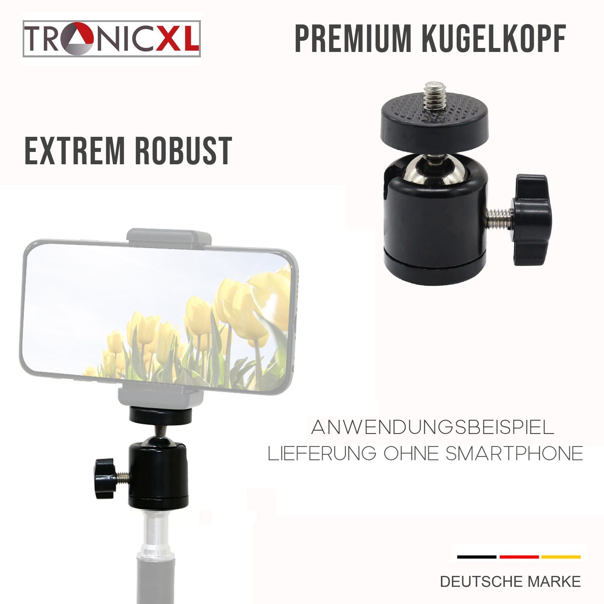 TronicXL 210cm Stativ schwenkbar) für iPhone Handy Ständer Galaxy Smartphone neigbar, Samsung (Höhenverstellbar, Apple Handstativ