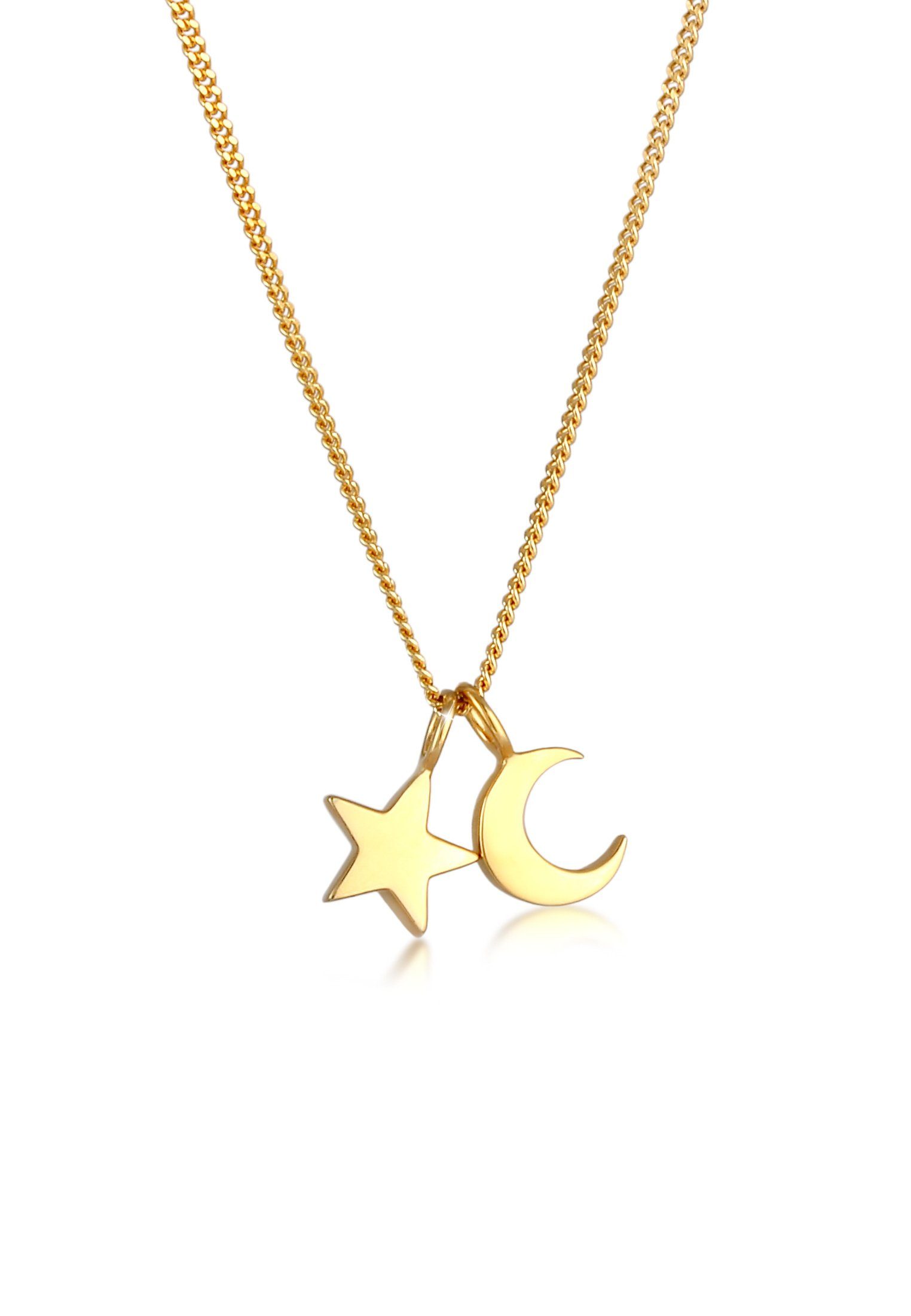 Elli Kette mit Anhänger Stern Mond Anhänger Astro Basic 925 Silber, Astro Gold