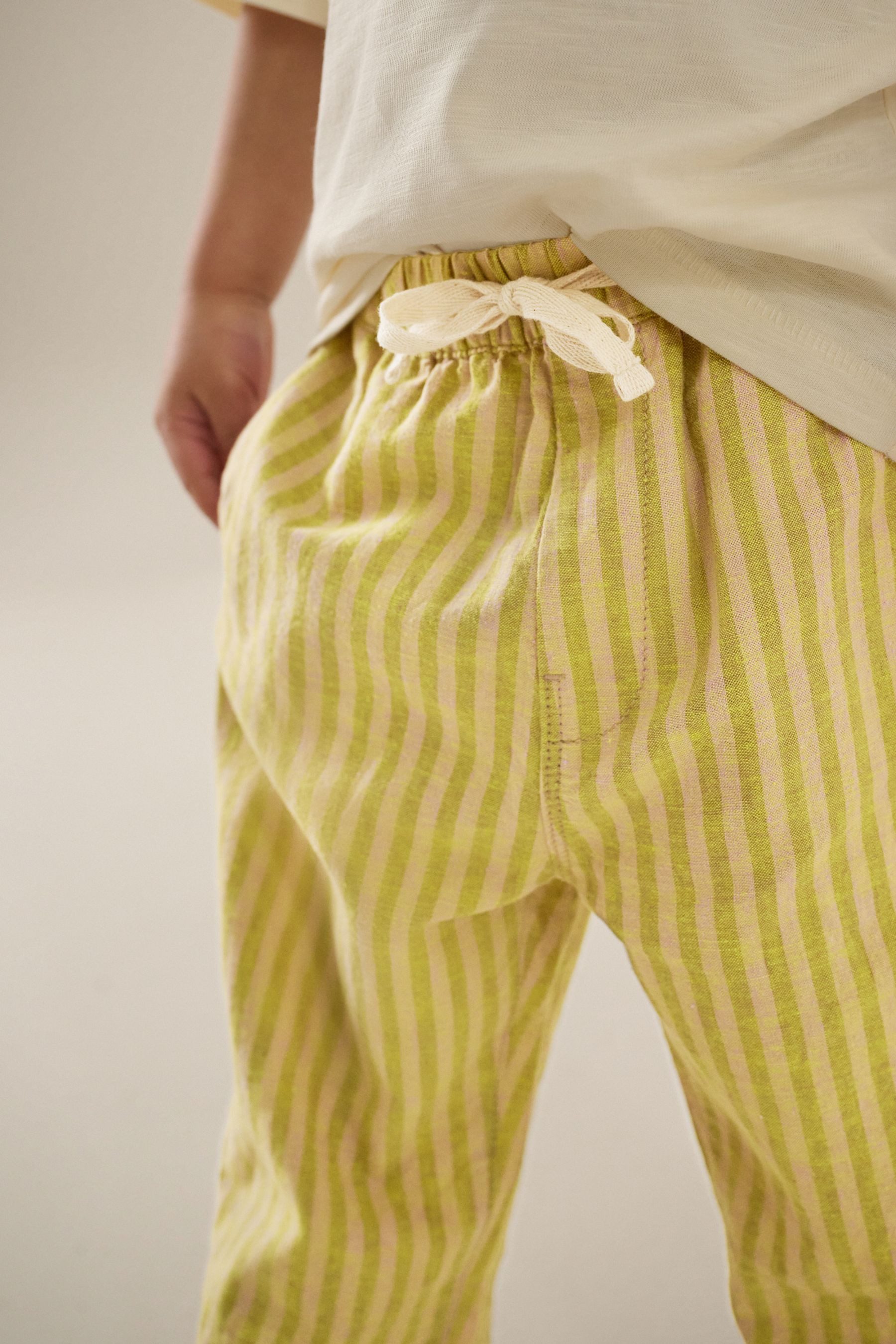 Next Palazzohose Hose Leinengemisch mit weitem Bein und Gummibund (1-tlg)