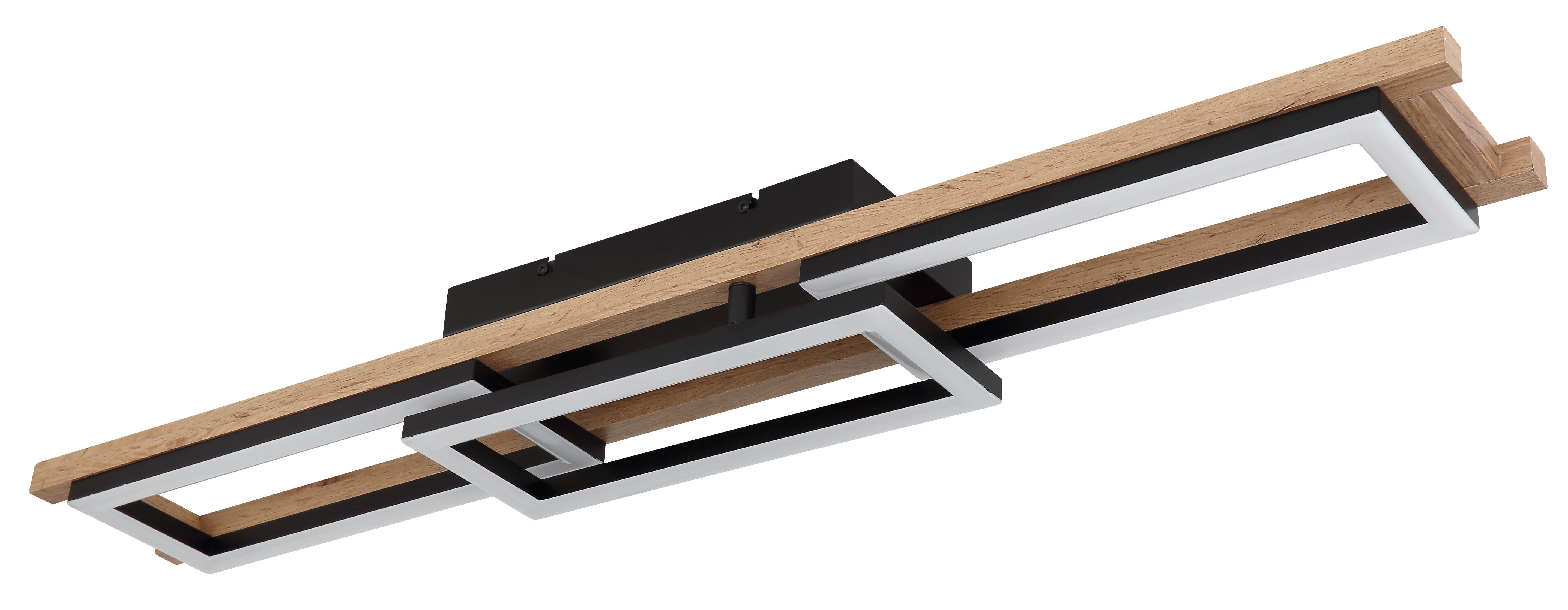 GLOBO LIGHTING Deckenleuchte ILLA, LED fest integriert, Deckenleuchte Schwarz/MDF, Opal, dimmbar, Fernbedienung, LED 30W