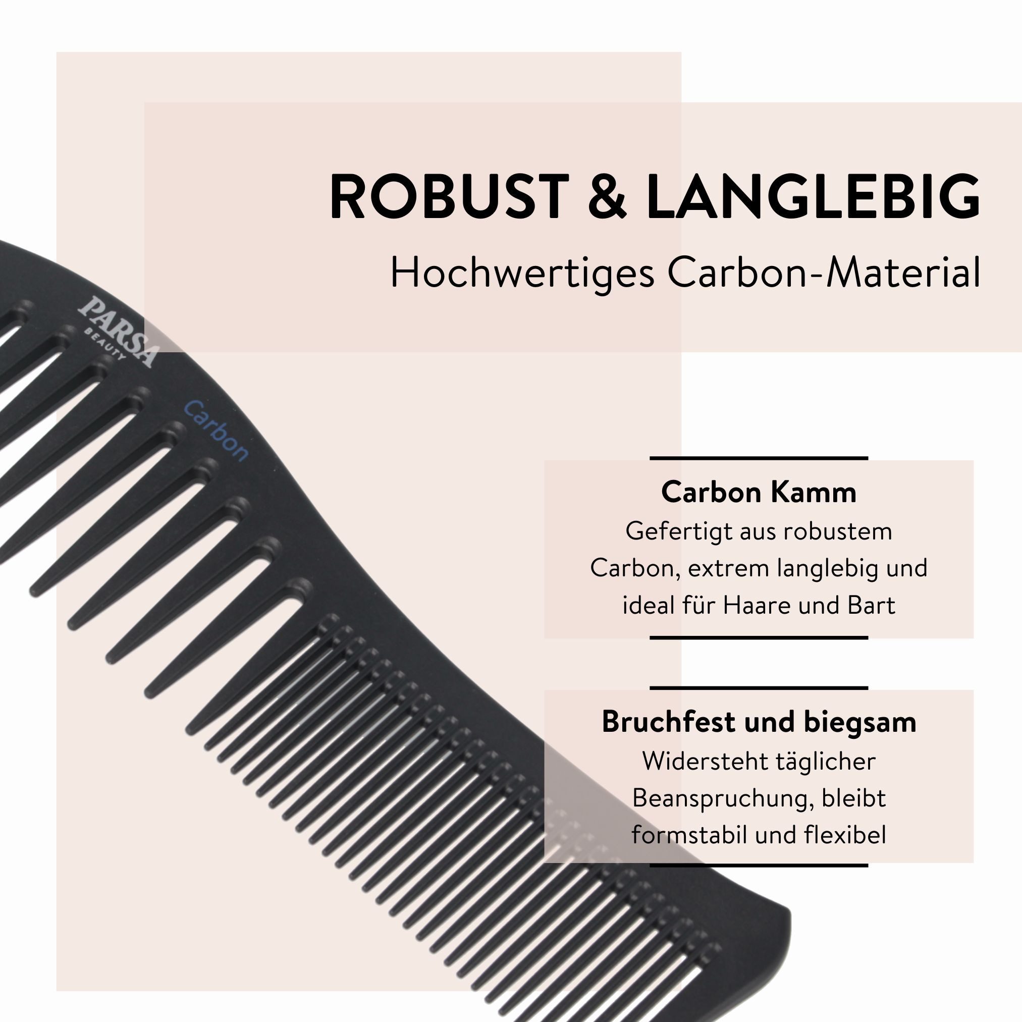 PARSA Beauty Haarkamm PARSA Beauty PROFI Carbon Stylingkamm – präzises Haarstyling