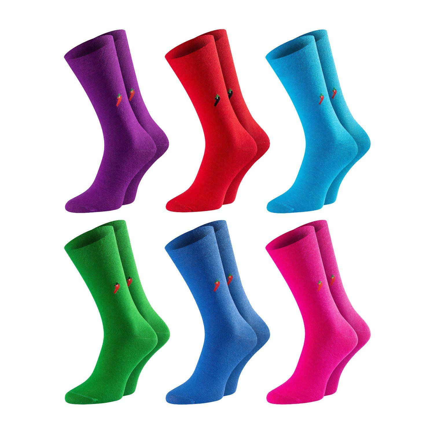 Chili Lifestyle Freizeitsocken 6 Paar LIMITED EDITION Rainbow Unisex Bunte Socken mit Geschenkbox (Multipack, 6-Paar, Geschenksocke 6 Farben - Baumwollsocken mi – Bild 2 von 5