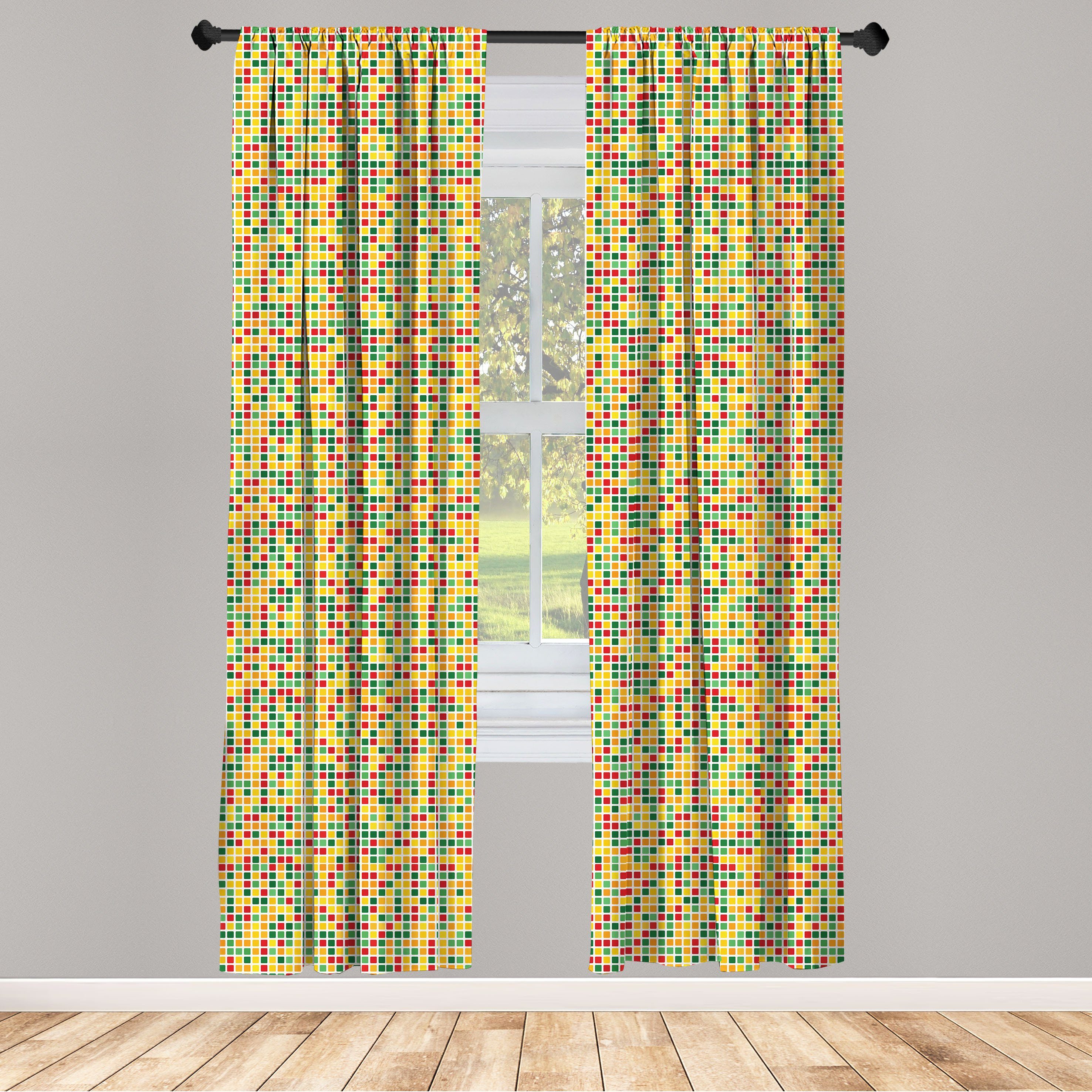 Gardine Vorhang für Wohnzimmer Schlafzimmer Dekor, Abakuhaus, Microfaser, Geometrisch Gummy Candy-wie