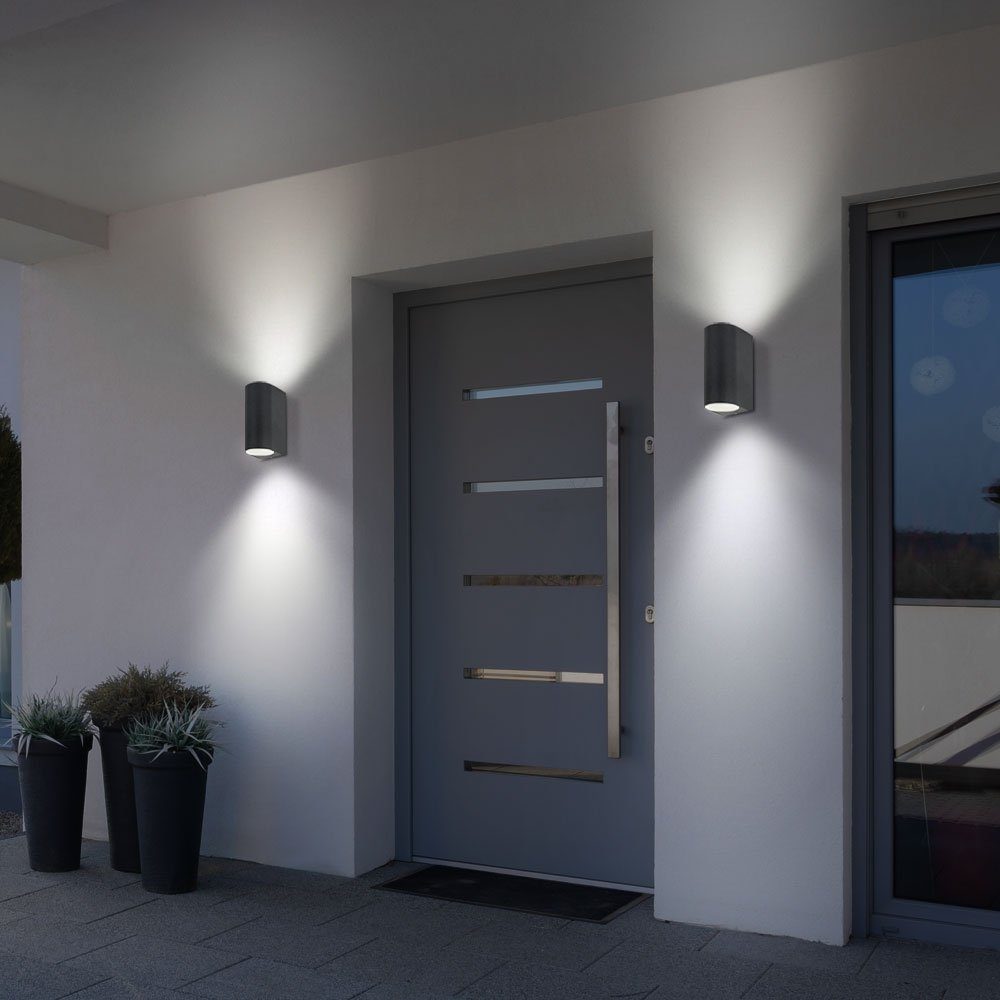 etc-shop Außen-Wandleuchte, Leuchtmittel inklusive, Warmweiß, Außenleuchte  Up & Down schwarz Wandleuchte LED außen
