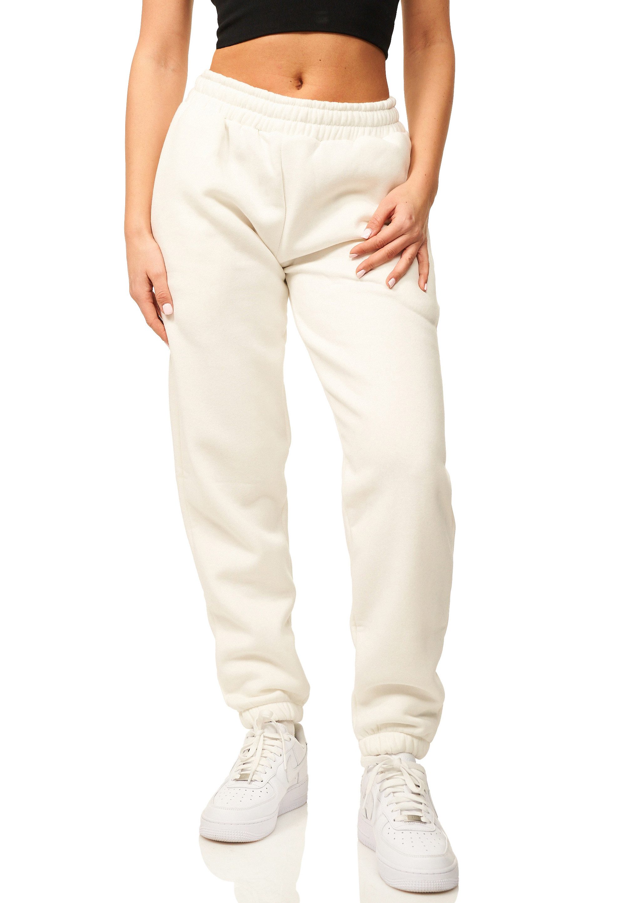 DAILY COTTON Jogginghose im Straight-Fit als Lange Trainingshose Sweatpants Damen Freizeithose mit Bündchen aus Baumwolle