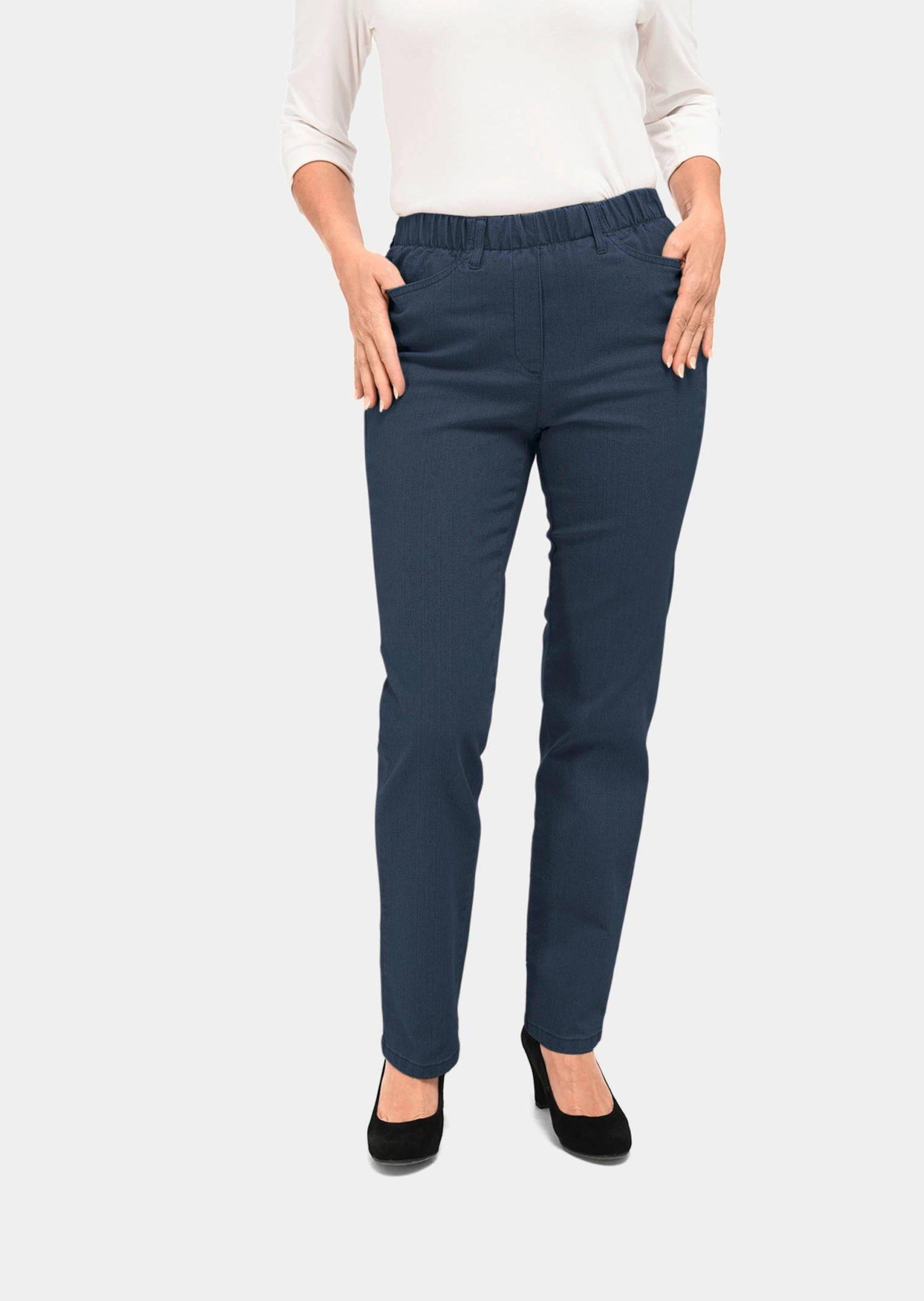 GOLDNER Bequeme Jeans Kurzgröße: Klassische Jeansschlupfhose LOUISA dunkelblau
