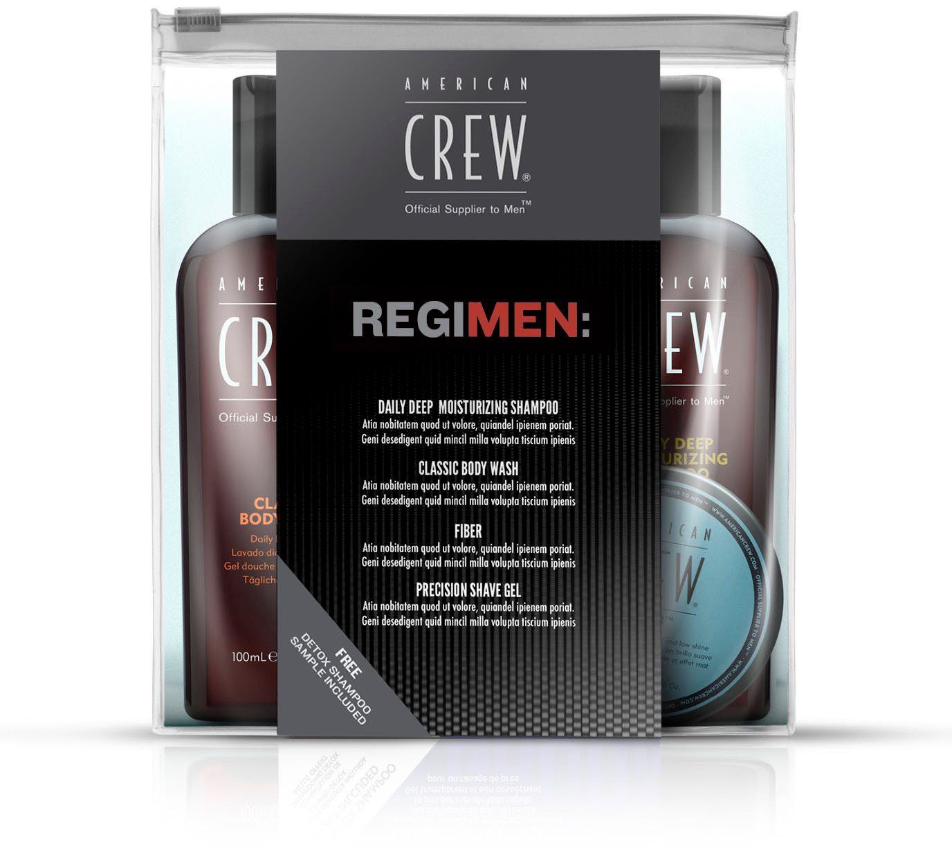 American Crew Уход за волосами-Set Travel Kit - Classic Fiber 50 gr + Moisturizing Shampoo 100 ml, 4-tlg., + Body Wash 100 ml + Precision Shave Gel 50 ml