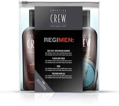 American Crew Haarpflege-Set Travel Kit - Classic Fiber 50 gr + Moisturizing Shampoo 100 ml, 4-tlg., + Body Wash 100 ml + Precision Shave Gel 50 ml