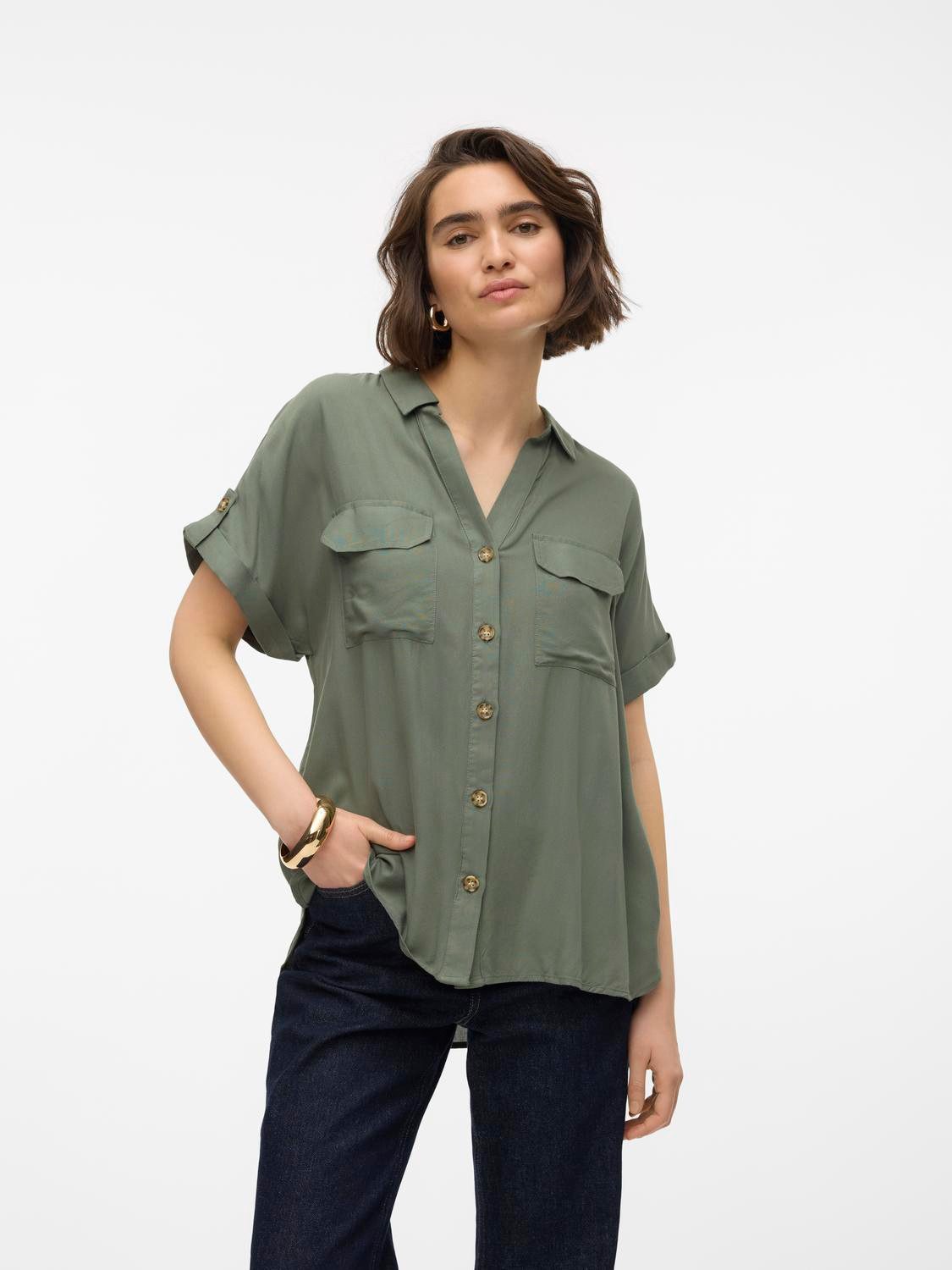 Vero Moda Kurzarmbluse VMBUMPY S/S SHIRT WVN GA NOOS Viskose, regular fit, günstig online kaufen