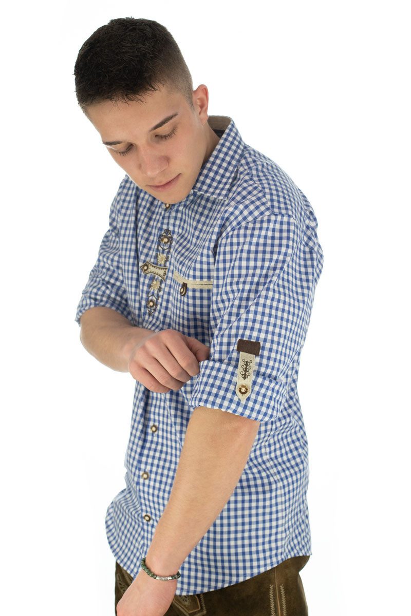 OS Trachten Trachtenhemd Trufu Herren Langarmhemd mit Paspeltasche – Bild 4 von 5