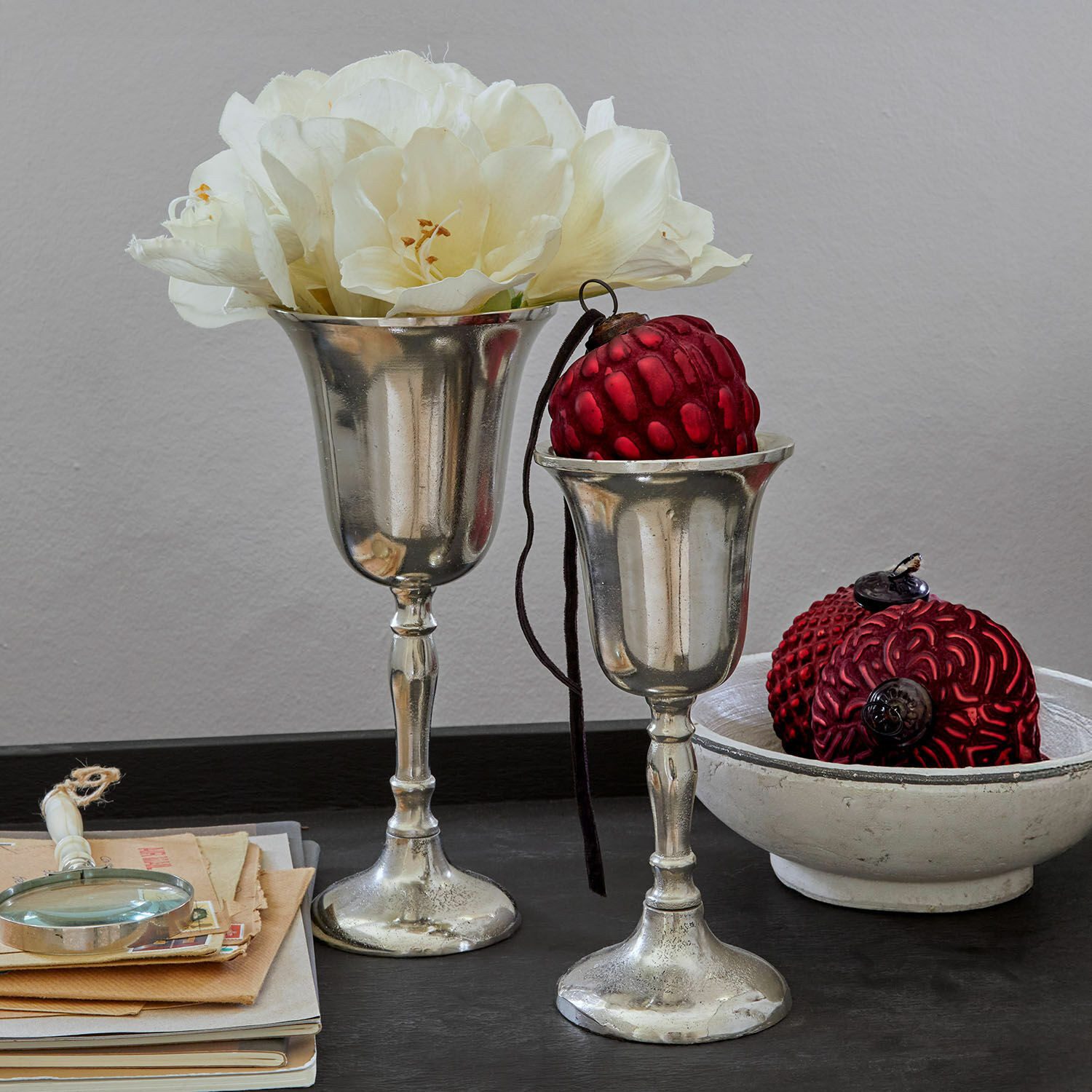 Mirabeau Tischvase Vase 2er Set Solérie antiksilber