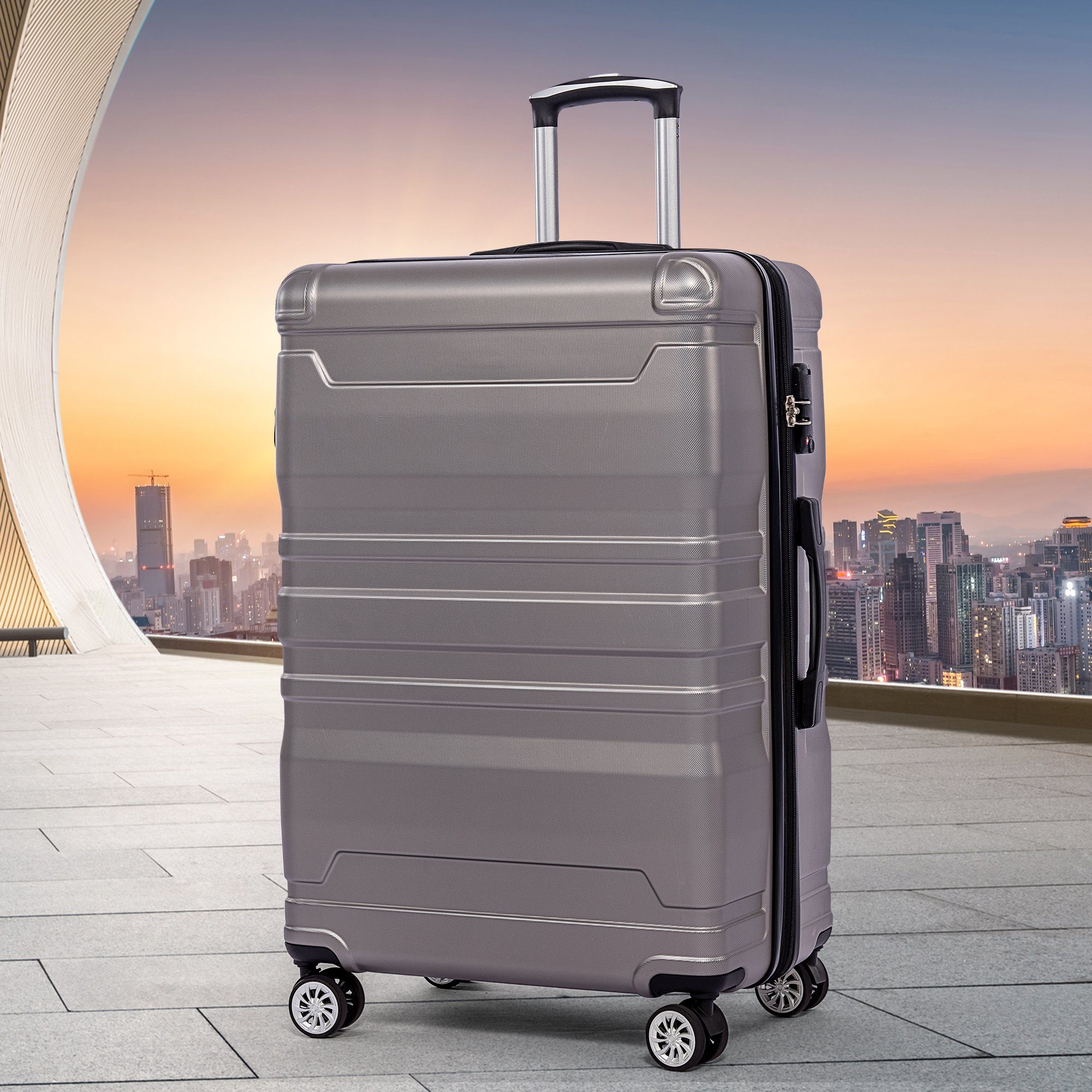 GLIESE Koffer mit TSA-Schloss und Universalrad, XL-47x31x75 cm Grau