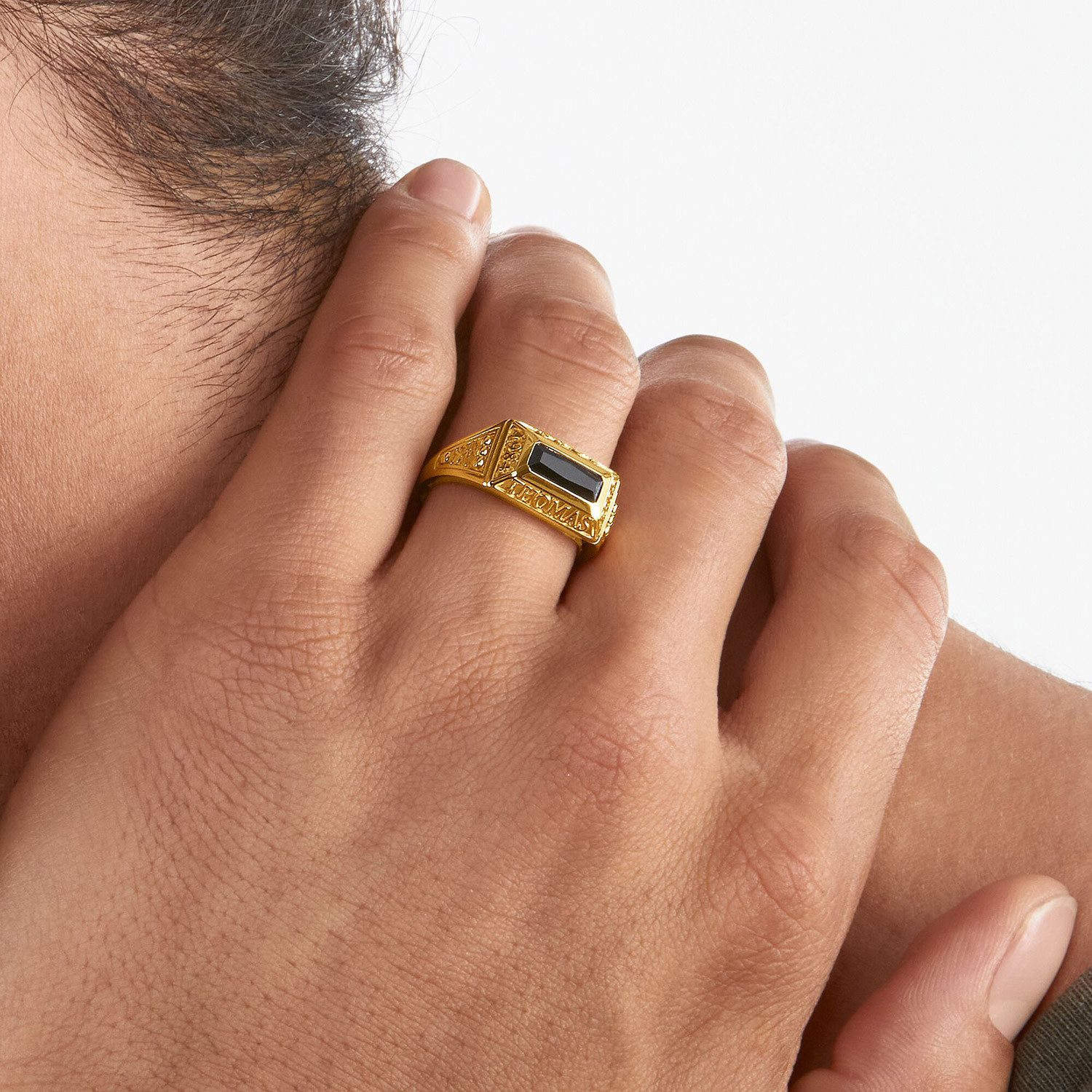 THOMAS SABO Siegelring College-Schwarzer Goldfarben