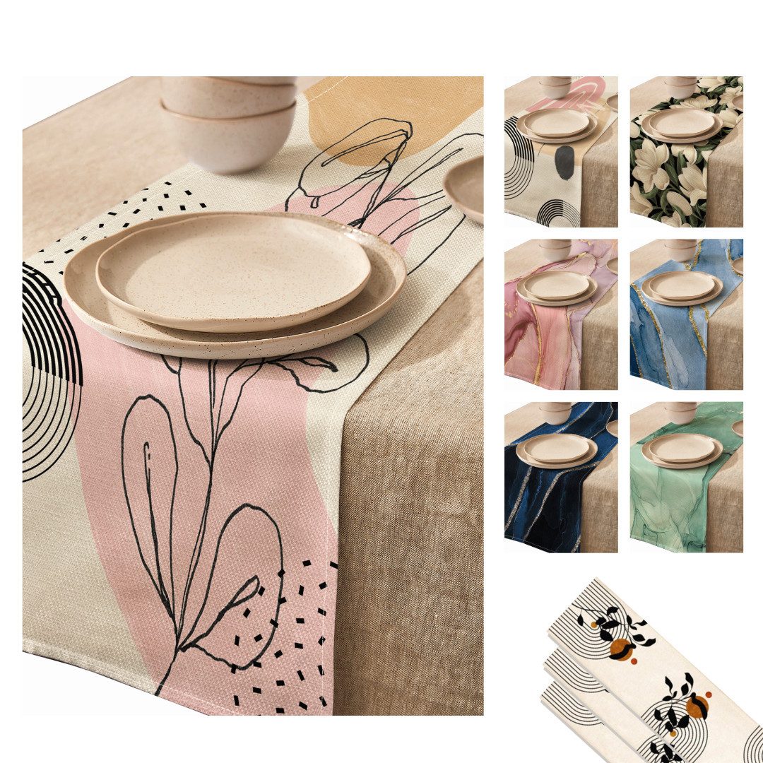 LIVINA HOME Узкие скатерти Premium Tischdecke abwaschbar, Tischband, moderne Leinenoptik Decke, Tischtuch, Juteband, Gartentischdecke, Tafeltuch