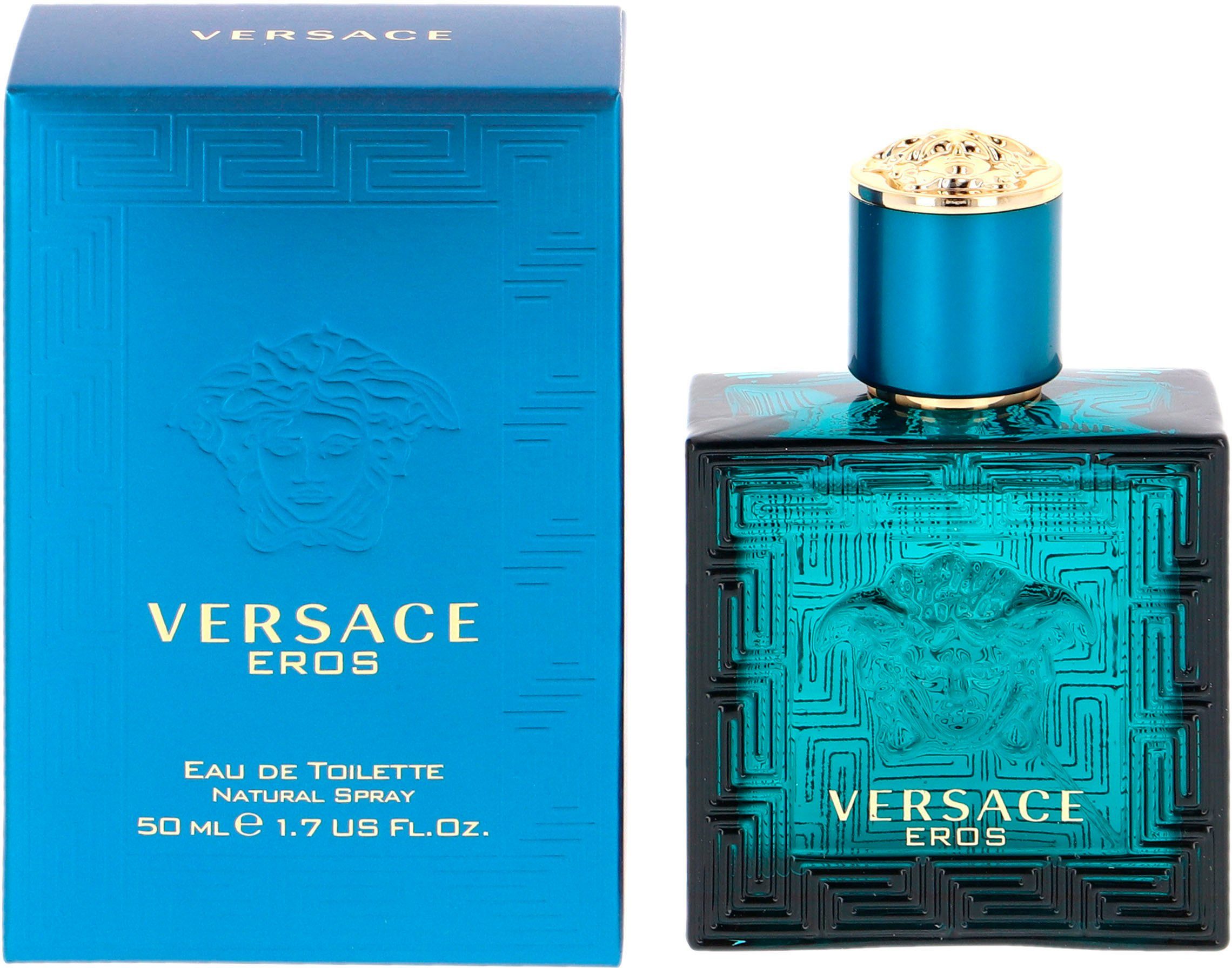 Versace Eau de Toilette Eros, Würzig-süßer Duft mit Minze, Tonkabohne, Geranie, Vanille und Vetiver.