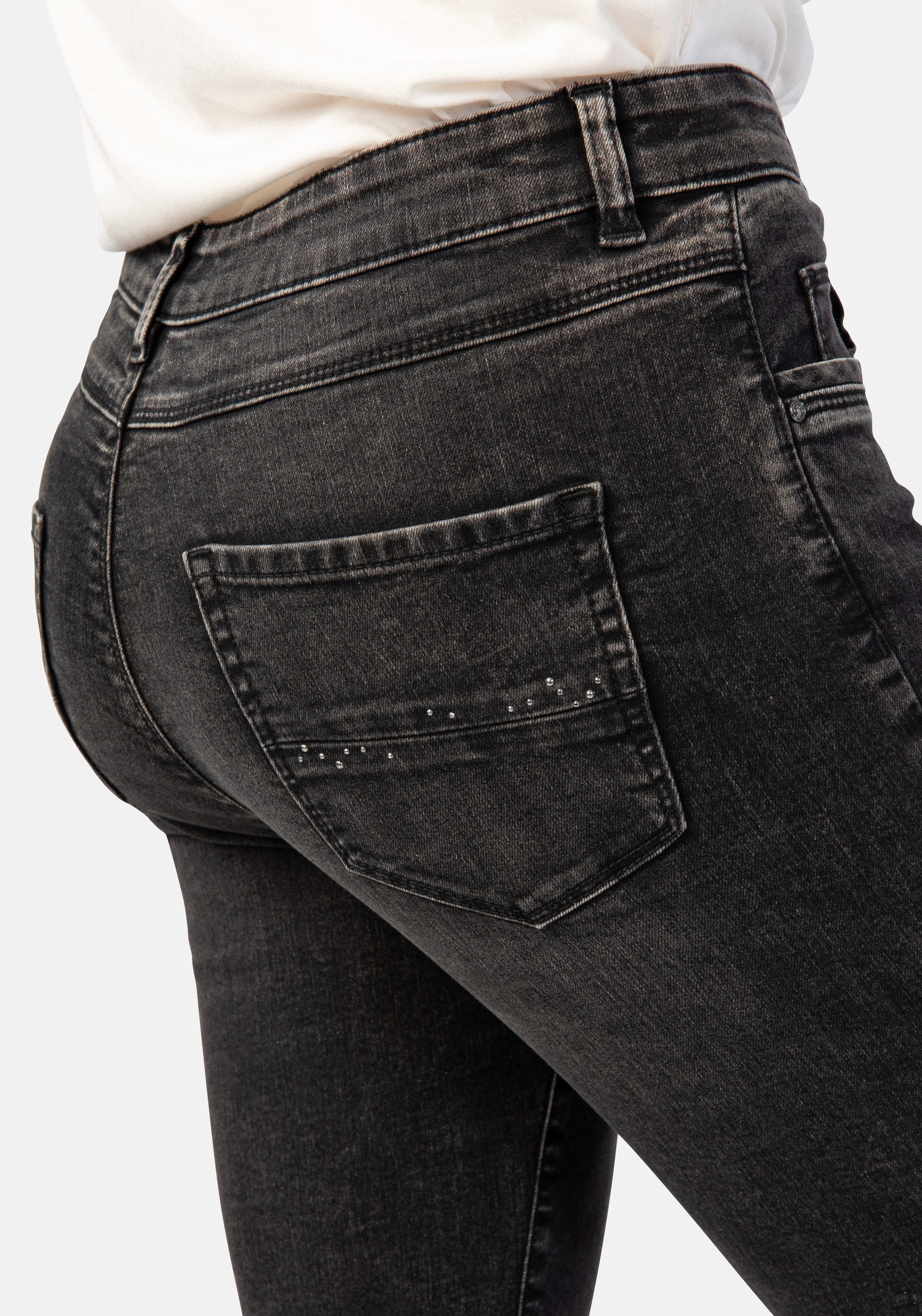 STOOKER WOMEN 5-Pocket-Jeans Rio Fexxi Move Strass Skinny Fit Jeans Skinny Fit Casual Clean Wash Denim Jeans Magic Shape Effekt für Damen