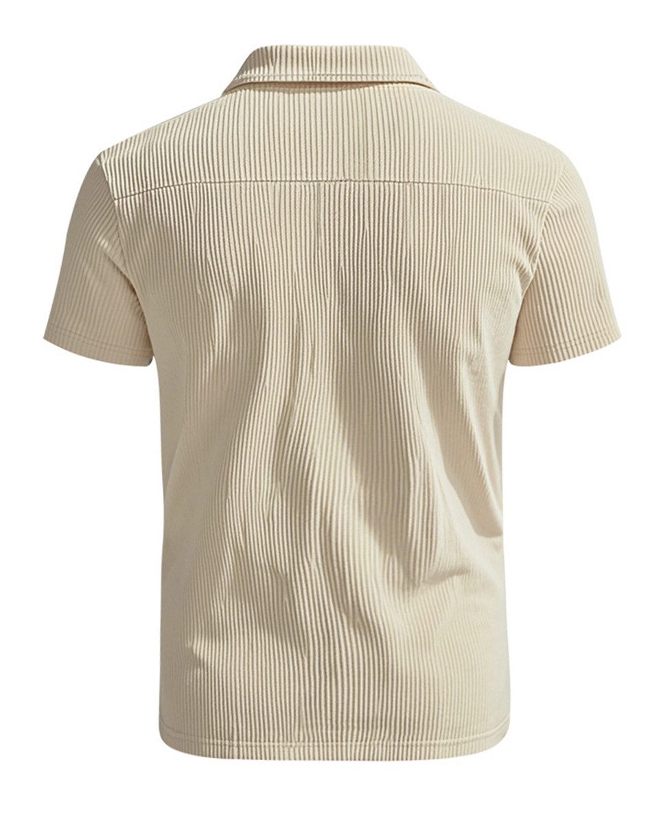 Allthemen Poloshirt mit Cord-Struktur Halbzip Kurzarmshirt günstig online kaufen