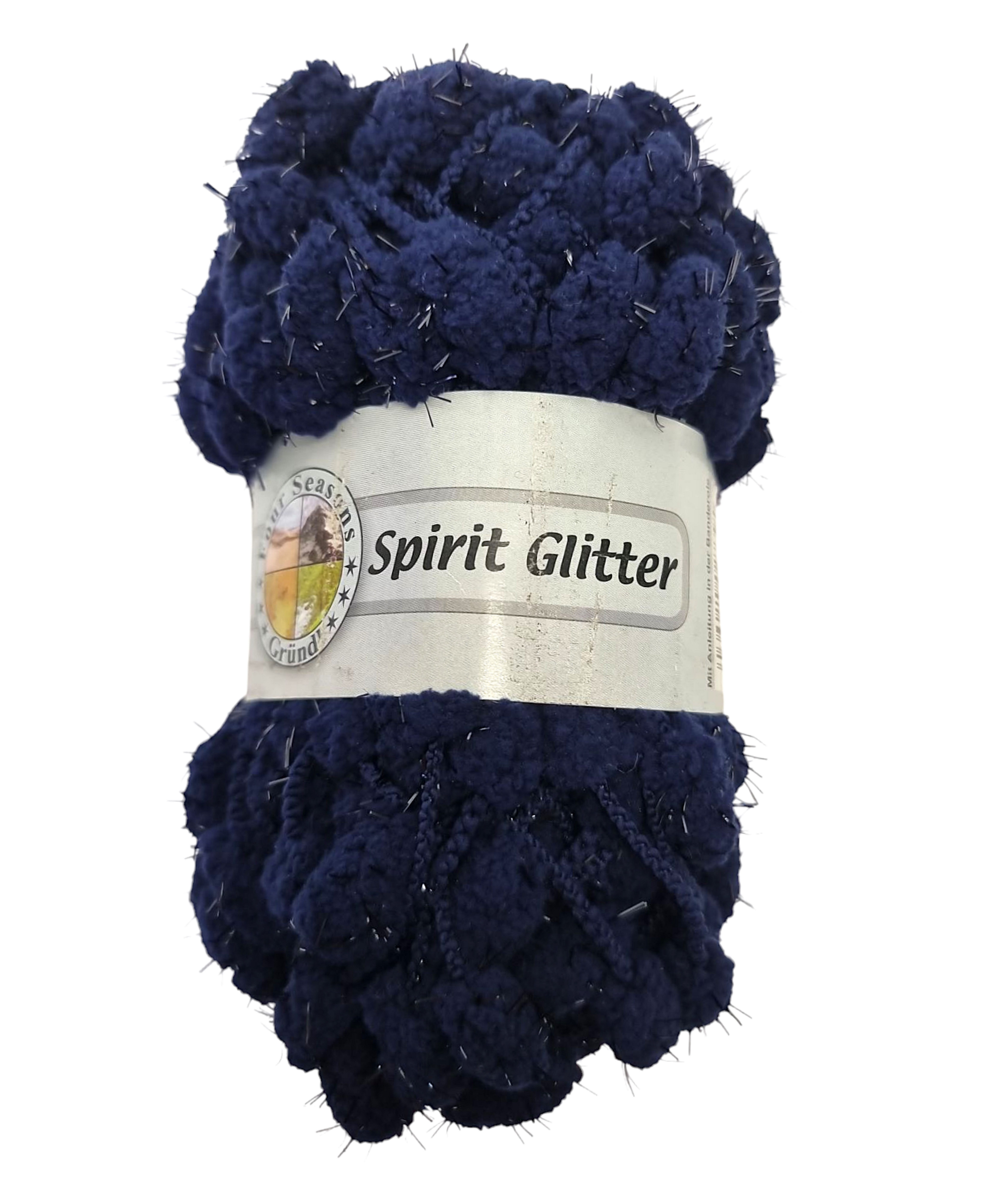 Gründl Spirit Glitter-Four Seasons Strickwolle 50g Pompomgarn, Noppengarn Häkelwolle, 25 m (weich und kuschelig, 1 Knäuel), mit Lurexfaden