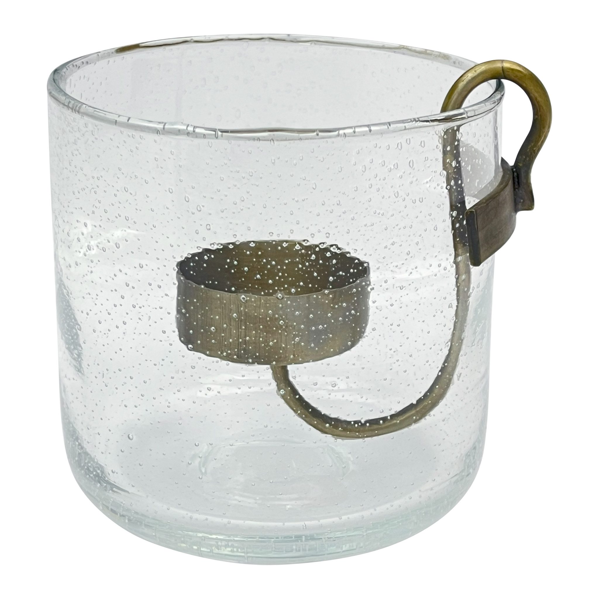 matches21 HOME & HOBBY Kerzenhalter Kerzenhalter aus Glas & Metall, in Ø 9,5 cm zum Befüllen (1 St), Kerzenglas für Stumpenkerzen & Teelichter