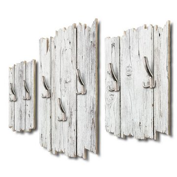 Kreative Feder Wandgarderobe Dreiteilige Wandgarderobe "Holzoptik weiß", Dreiteilige Wandgarderobe aus Holz