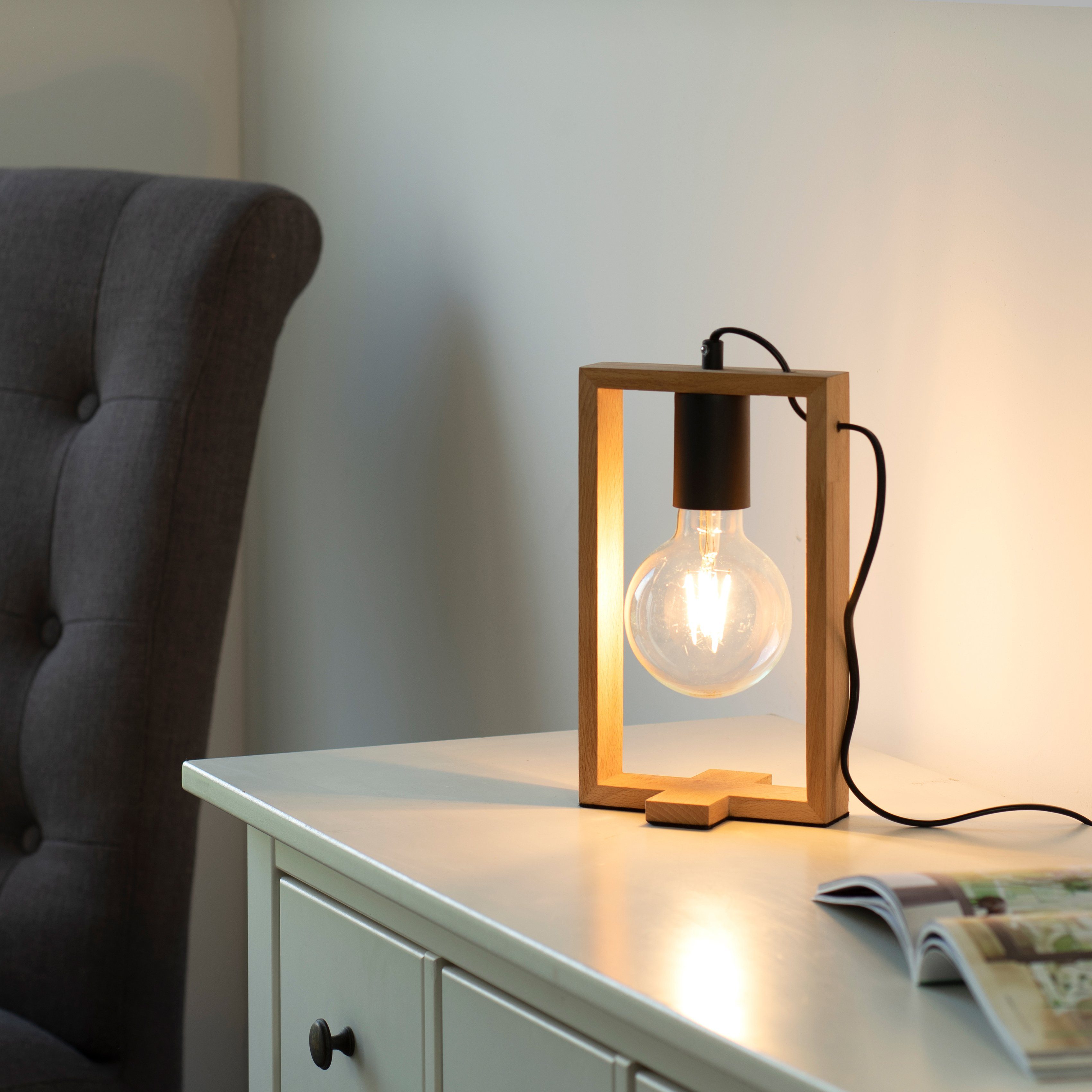 Home affaire Tischleuchte Tischlampe E27 Holz (Akazienholz), Leuchtmittel, ohne Leuchtmittel Ein-/Ausschalter, geeignet für Nohen, aus