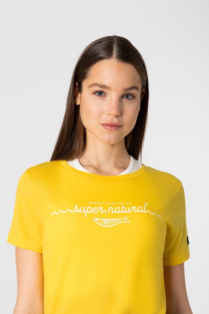 SUPER.NATURAL Print-Shirt Merino T-Shirt W MARINA TEE geruchshemmender Meri günstig online kaufen