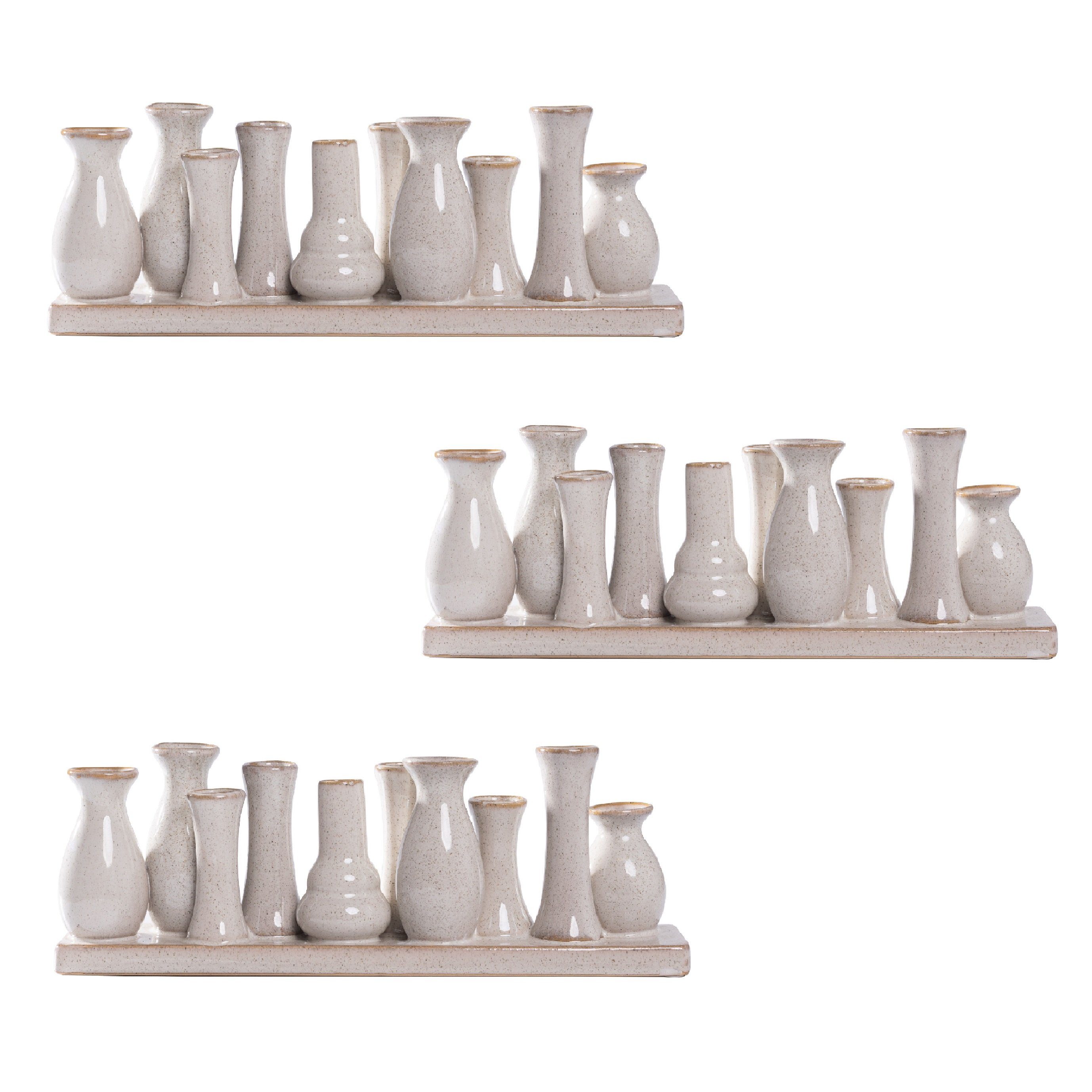 Jinfa Dekovase Jinfa Vasen auf festem Sockel, handgefertigte Blumenvasen, Antik-Weiß 3 Stück (21,36Euro/Stück)