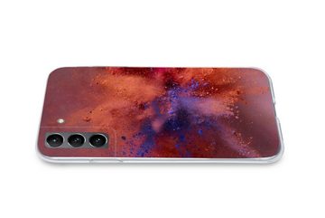 MuchoWow Handyhülle Puder - Rot - Orange - Abstrakt, Phone Case, Handyhülle Samsung Galaxy S21 Plus, Silikon, Schutzhülle