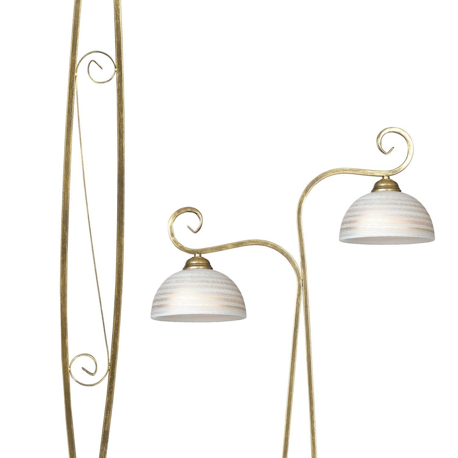 cm Leuchtmittel, ELISA, ohne antik Wohnzimmerlampe Standleuchte Licht-Erlebnisse Weiß in 2-flammig Stehlampe 160 Gold E27