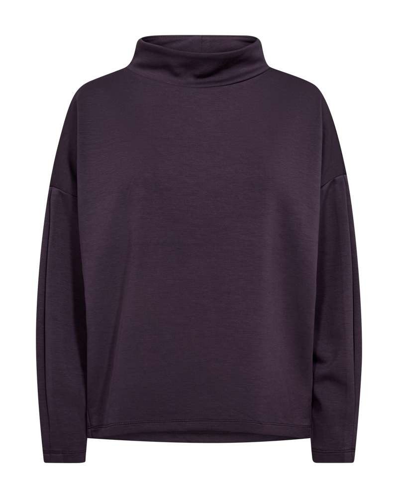 FREEQUENT Langarmshirt FQBRODY-TEE mit Stehkragen / Viskose-Stretch