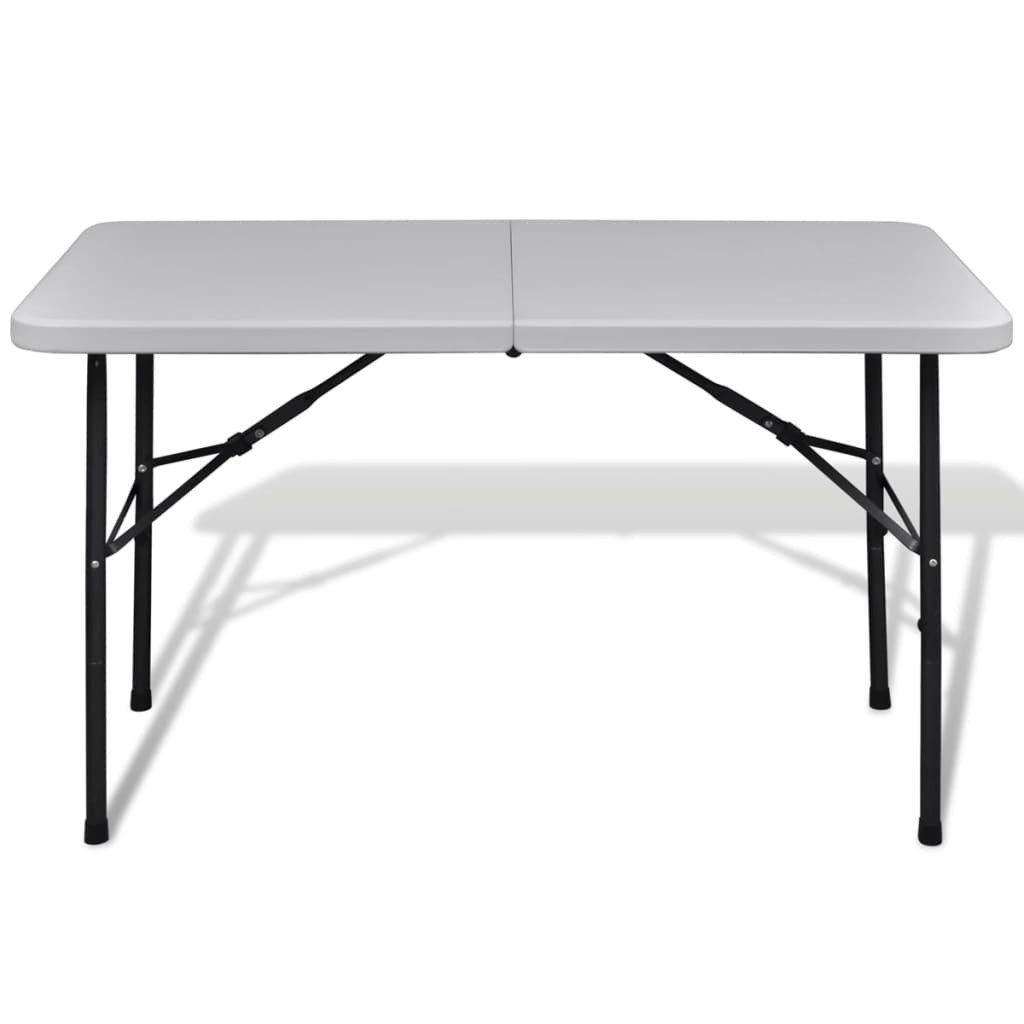 vidaXL Campingstuhl Gartentisch Klappbar 122 cm HDPE Weiß
