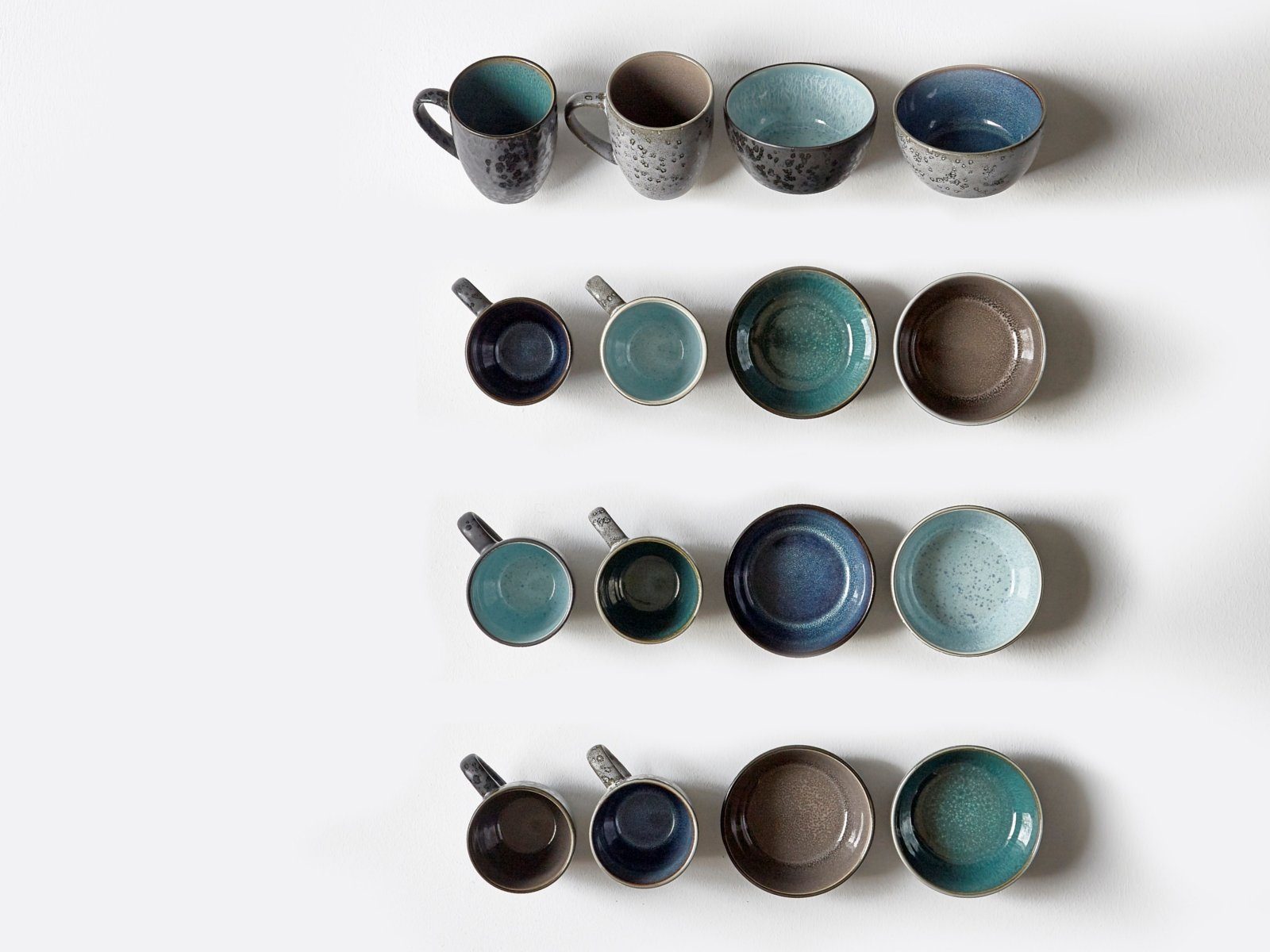 Bitz Geschirr-Set Bowl matt grey / shiny grey 12 cm Set6, Steinzeug