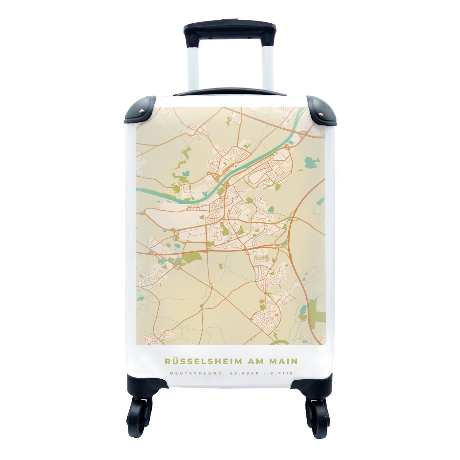 Karte - Ferien, 4 - Handgepäckkoffer Main Rüssel Handgepäck Stadtplan, Karte Rollen, rollen, Reisetasche Trolley, Reisekoffer - für Vintage mit - MuchoWow am