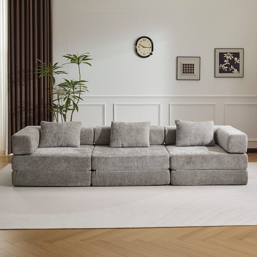 Leawin Sofa 118" Modular Schlafsofa, 3-Sitzer, aus Chenille Stoff, wandelba günstig online kaufen