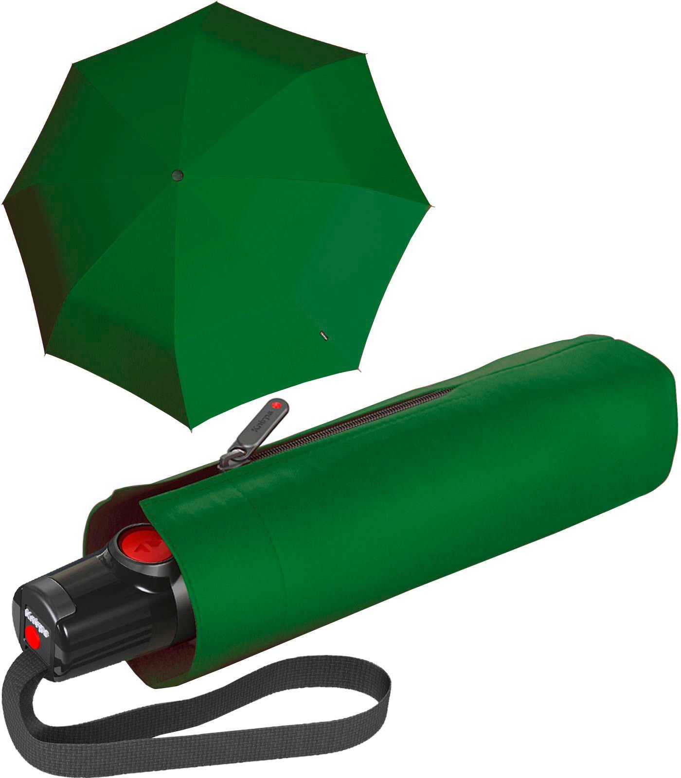 Knirps® Taschenregenschirm T.100 Duomatic mit Auf-Zu-Automatik, kleiner Automatikschirm für die Handtasche grün