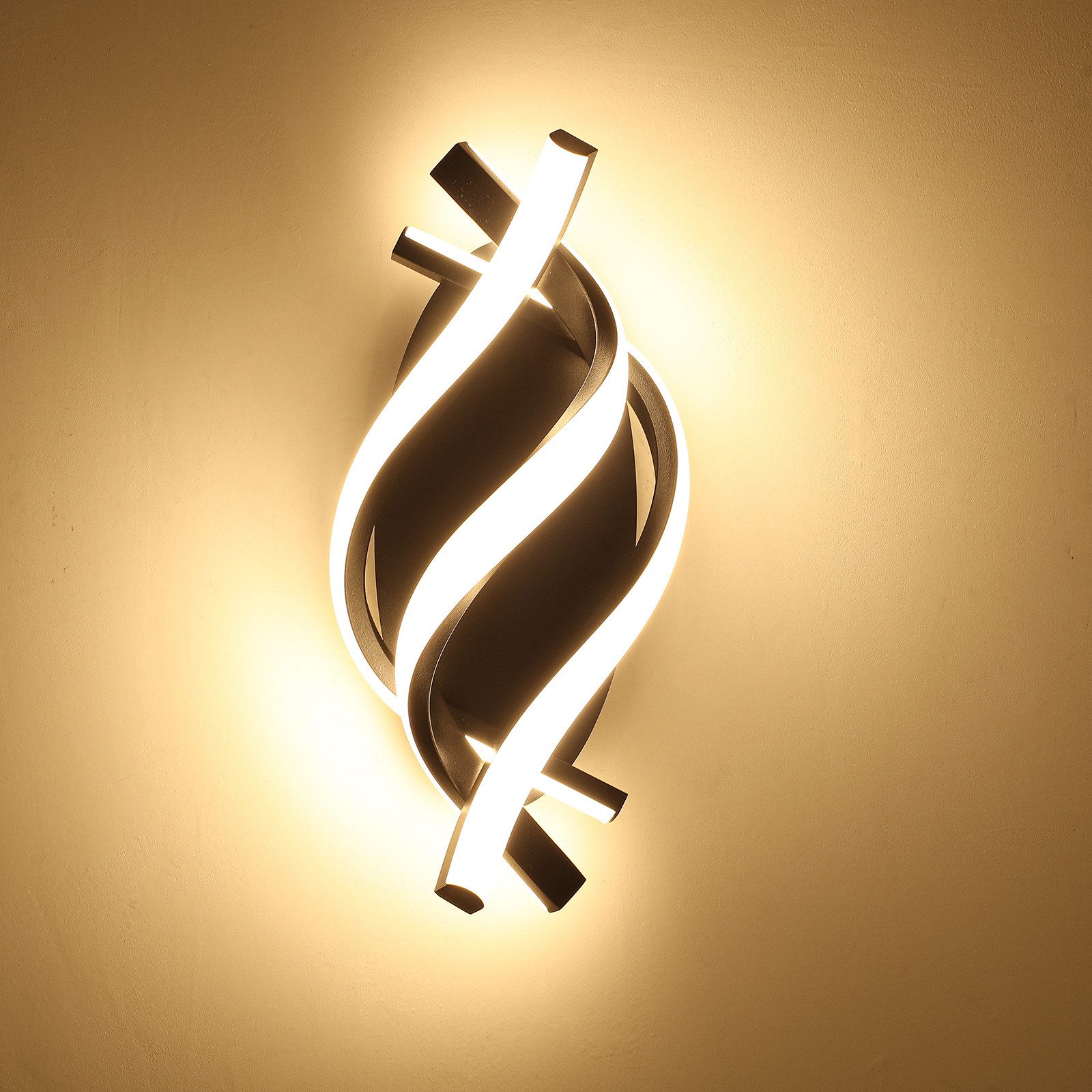 BlingBin LED Wandleuchte Wandlampe Innen 21W 3360LM für Schlafzimmer, Warmweiß, 3000K, LED fest integriert, Warmweiß, gebogene Design Wandlicht für Wohnzimmer Treppenhaus Flur