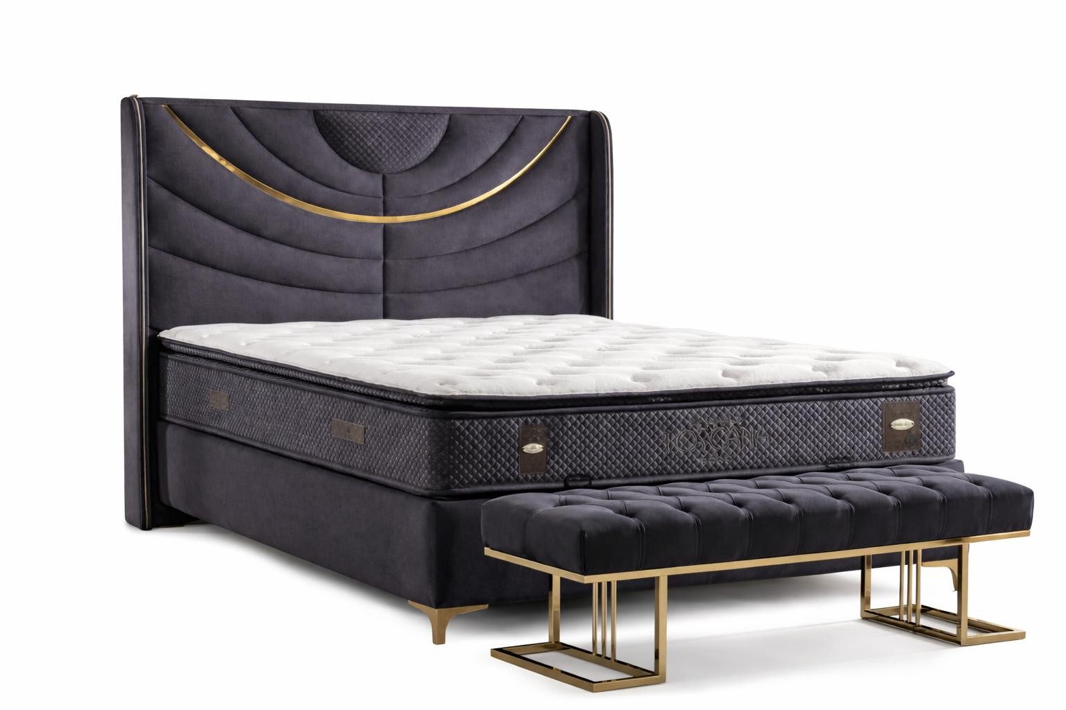 JVmoebel Boxspringbett Schlafzimmer-Set Moderner Stil Weiche Polsterung Bett mit Stauraum (1-St)