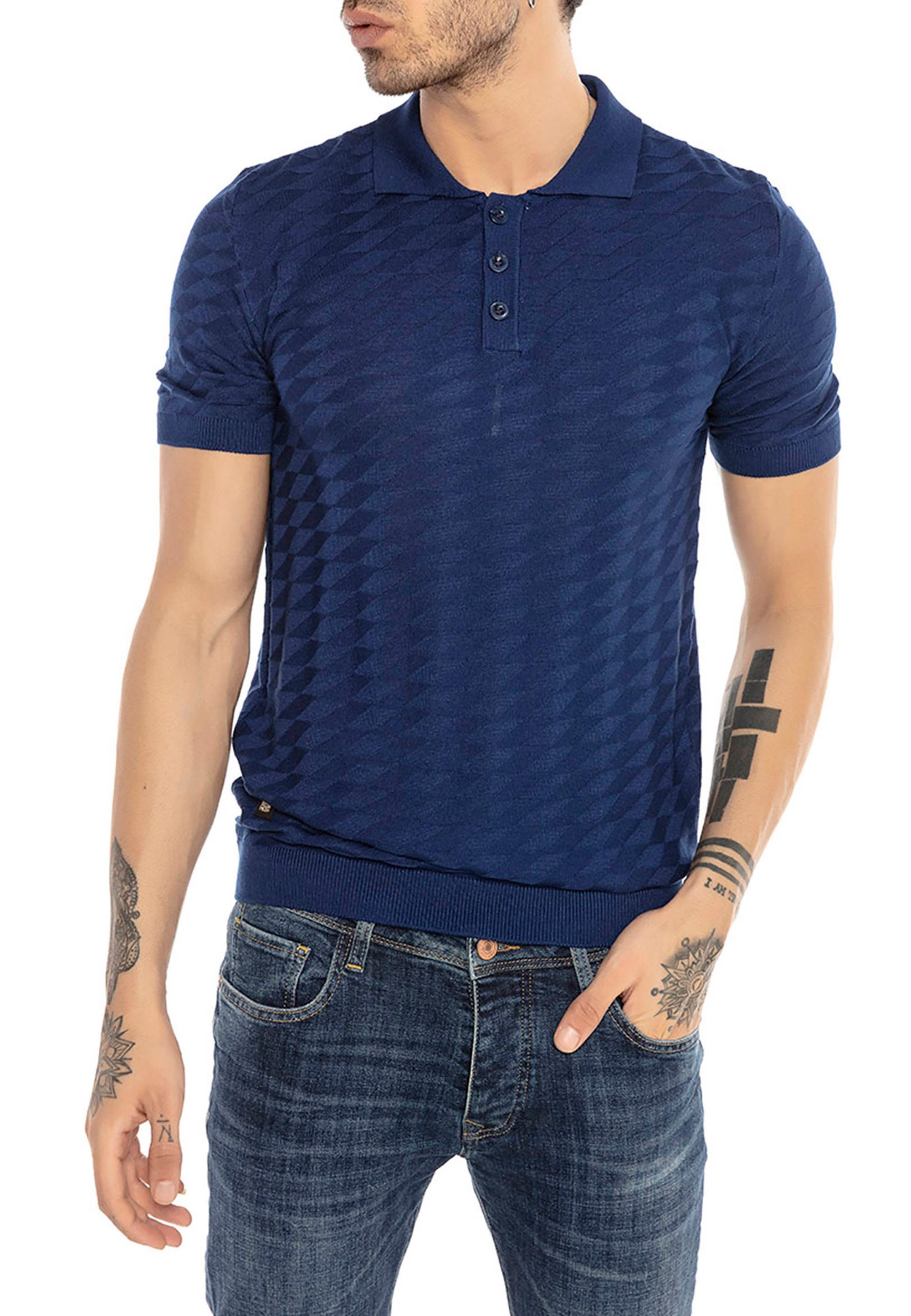 RedBridge Poloshirt mit Strukturmuster Stilvolles Kurzarm-Shirt