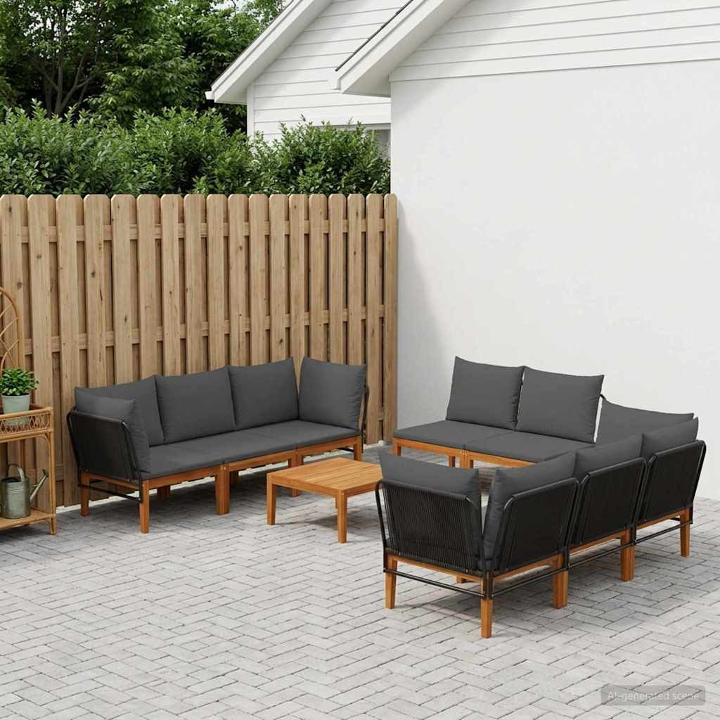 vidaXL Sofaelement 9 stk. Massives nholz & Seil Natur (9 St)