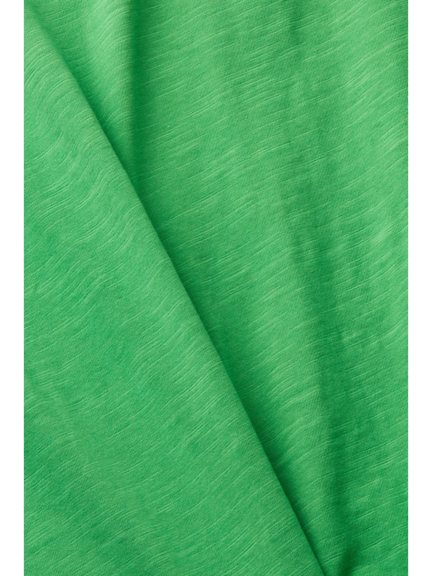 mit Esprit T-Shirt und V-Ausschnitt Baumwoll-T-Shirt Ziernähten (1-tlg) GREEN