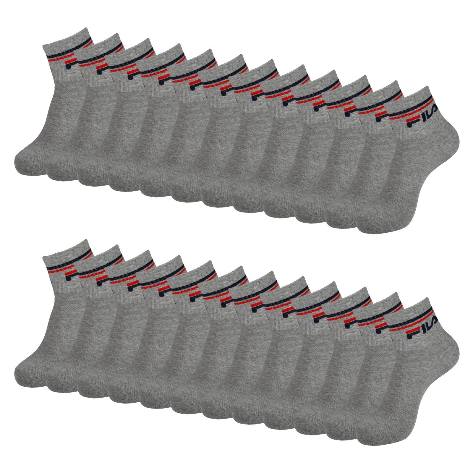 Fila Kurzsocken Quarter Socks Calza (12-Paar) im sportlichen Look mit Rippbündchen 400 grey melange