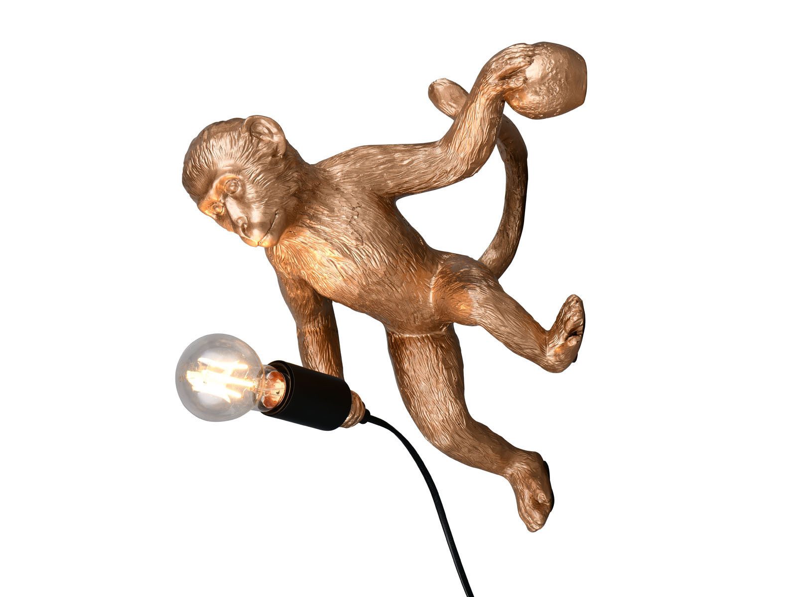 Reality Leuchten LED Wandleuchte, Dimmfunktion, LED wechselbar, warmweiß, Wandlampe innen mit Kabel & Stecker ausgefallen Affenlampe, H: 36,5cm