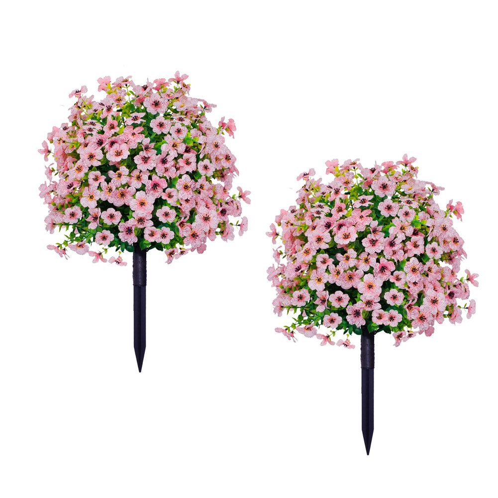 Kunstblume 2PCS Künstliche Bäume mit Erdspieß,Sträucher Sträucher Topfpflanzen, GarveeMore