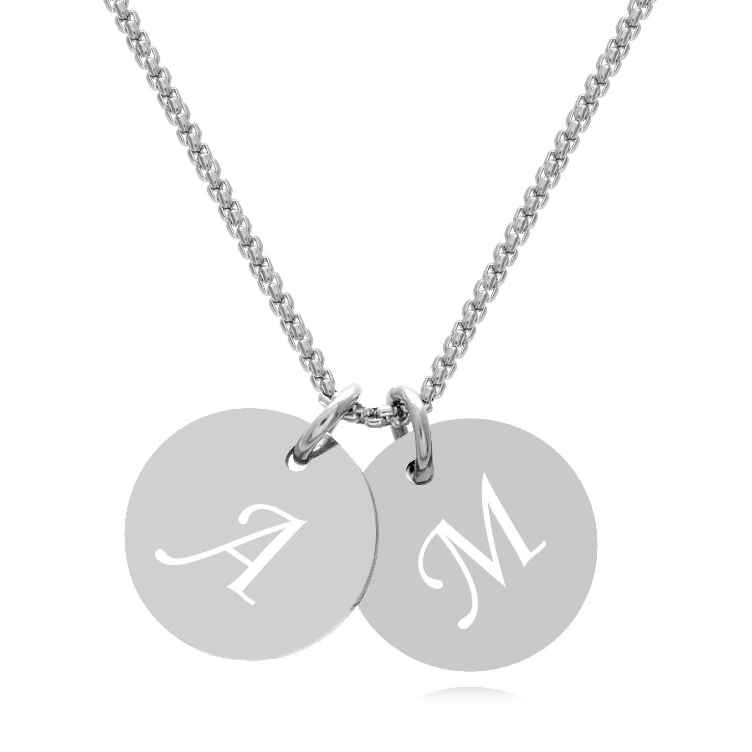 Kette mit Gravur Halskette (Personalisierte Kette mit mit Anhänger, Anfangsbuchstaben), Buchstaben silber, in Buchstabenkette Geschenk Frauen, Timando