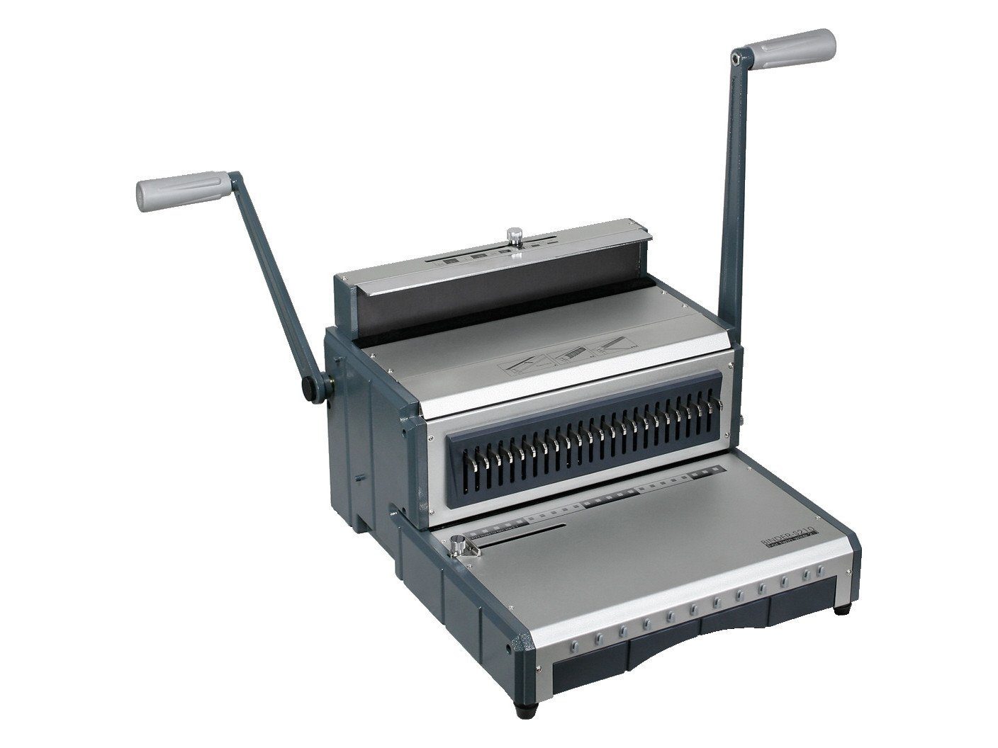 r&b Laminiersysteme Bindegerät Drahtbindegerät S210 für 23 Ringe (2:1 Teilung), 23 Ringe 2:1, 20 Blatt Stanzen, 240 Blatt Binden, quadratische Löcher
