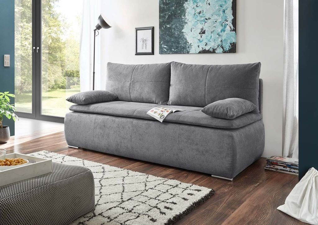 ED EXCITING DESIGN Schlafsofa, Jana Schlafsofa 208x95 cm Sofa Couch Schlafcouch Dunkelgrau