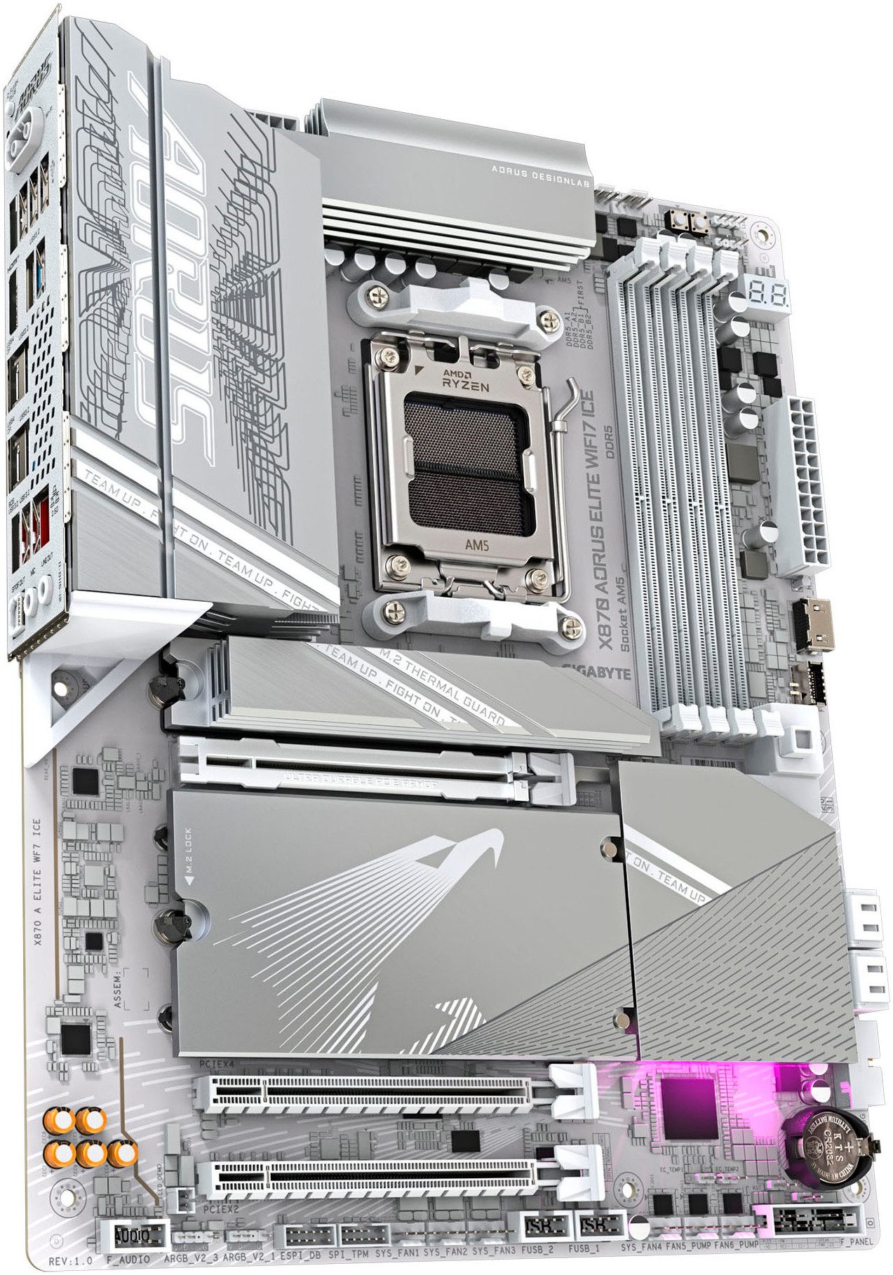 Gigabyte X870 AORUS ELITE WIFI7 ICE Mainboard - Unterstützt AMD Ryzen 9000 CPUs Mainboard